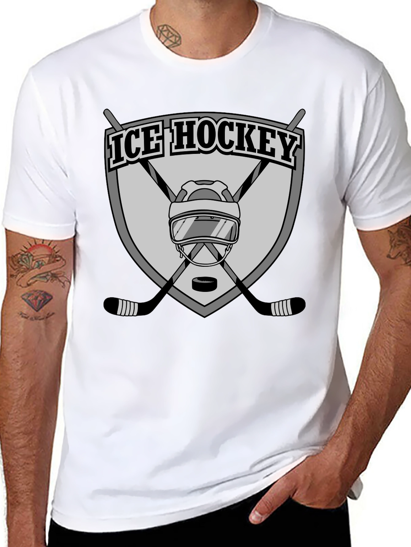 Ice Hockey Graphic Tee - Black