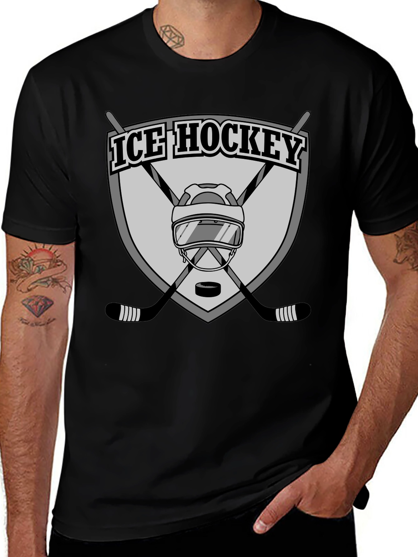 Ice Hockey Graphic Tee - Black