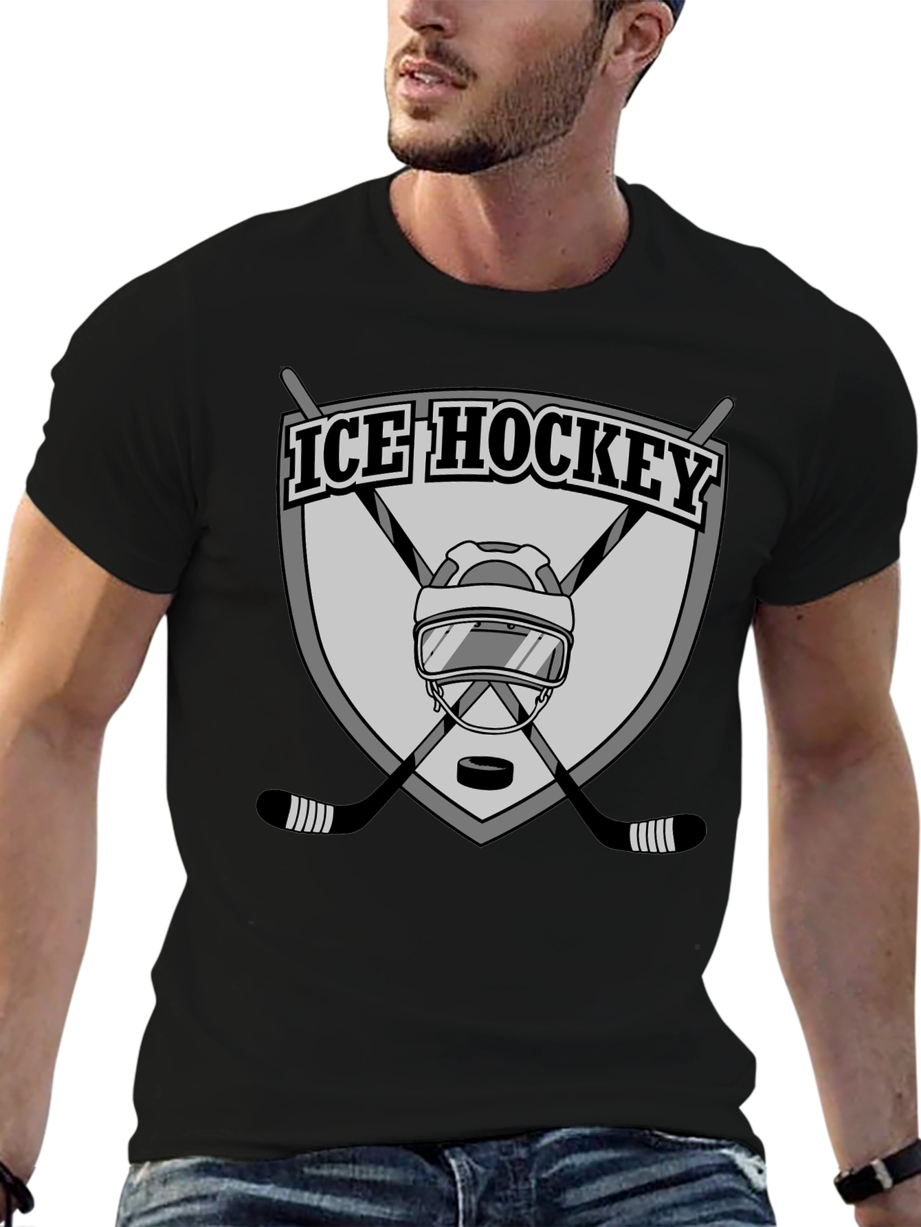 Ice Hockey Graphic Tee - Black