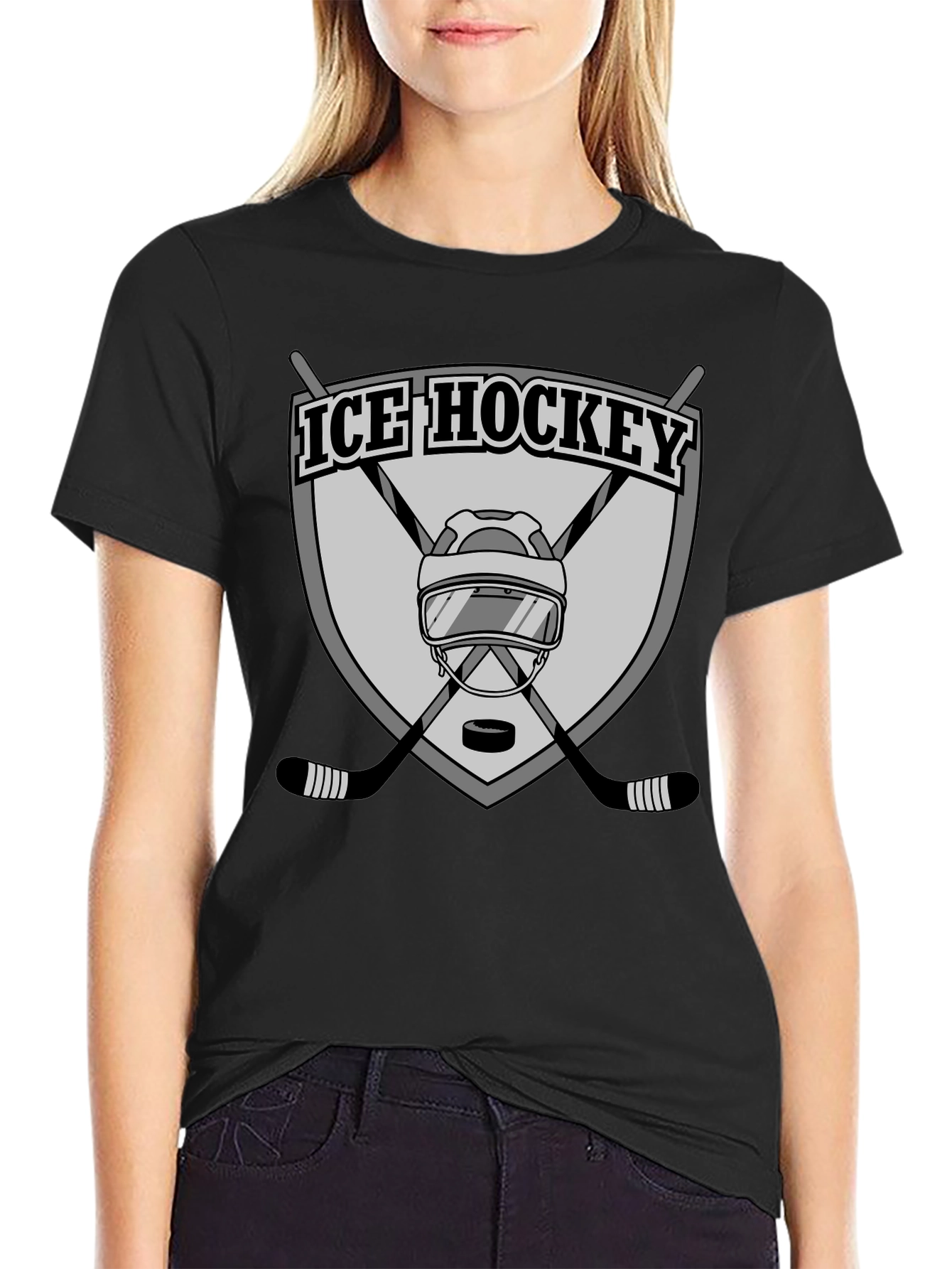 Ice Hockey Graphic Tee - Black