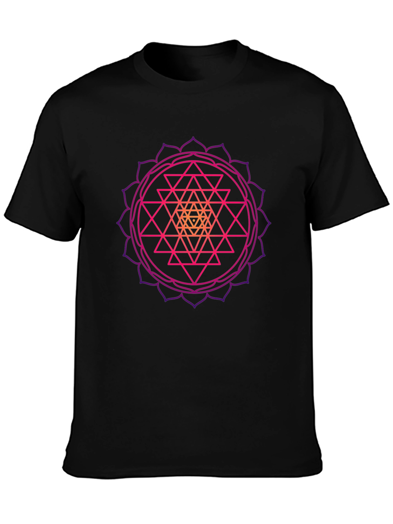 Geometric Mandala Graphic Tee - Black Cotton T-Shirt
