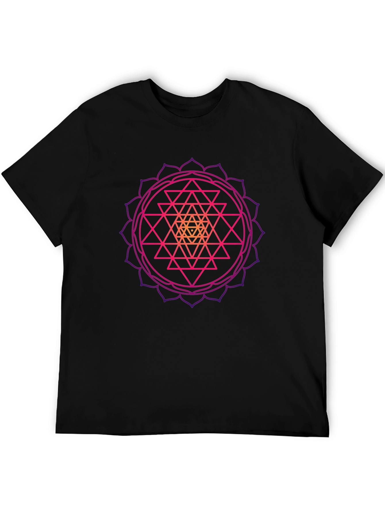 Geometric Mandala Graphic Tee - Black Cotton T-Shirt