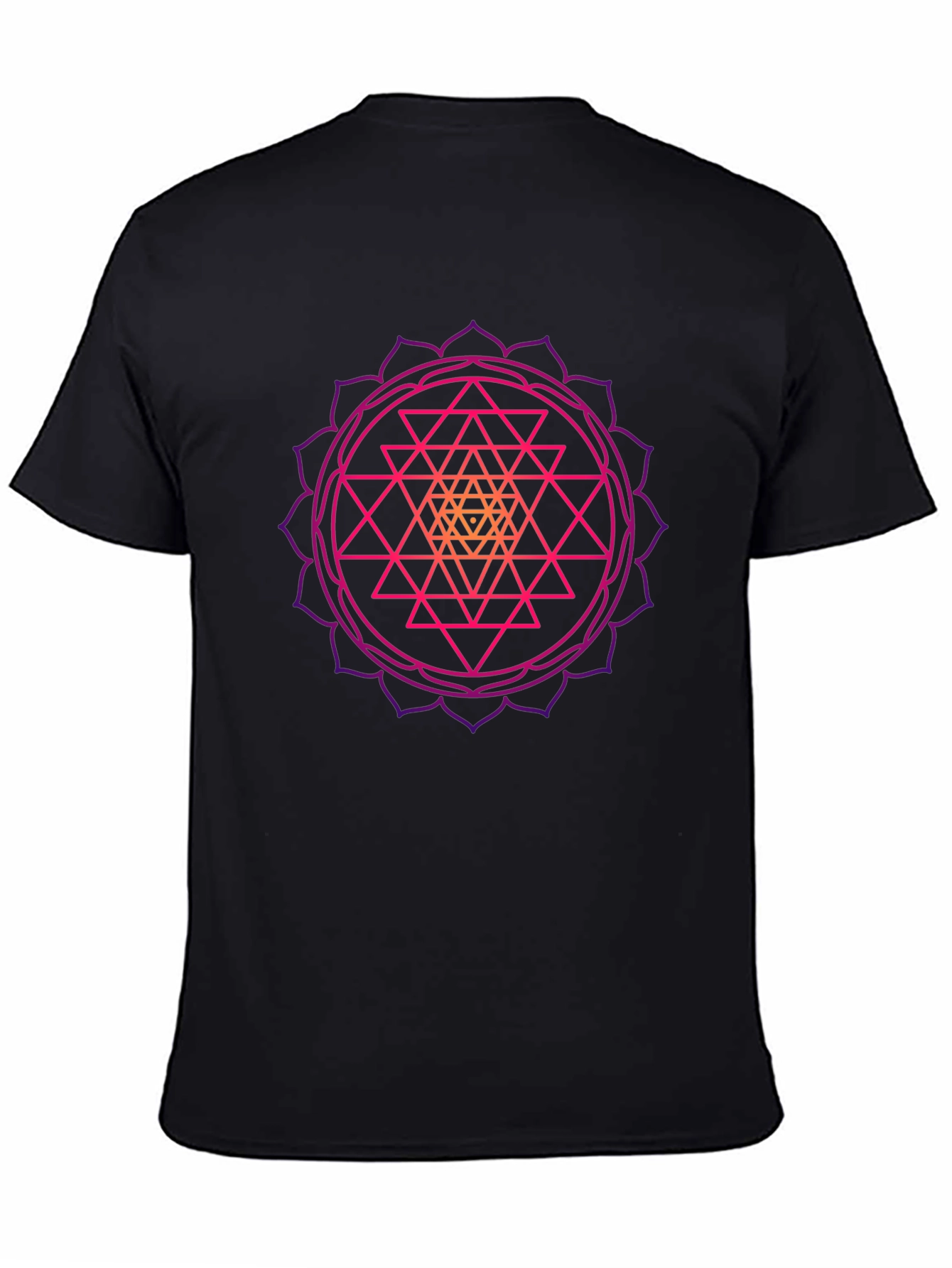 Geometric Mandala Graphic Tee - Black Cotton T-Shirt
