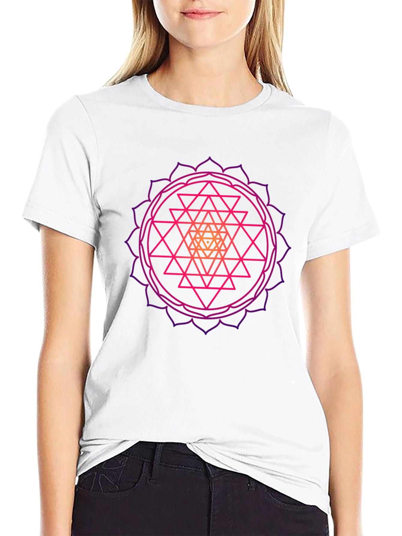 Geometric Mandala Graphic Tee - Black Cotton T-Shirt