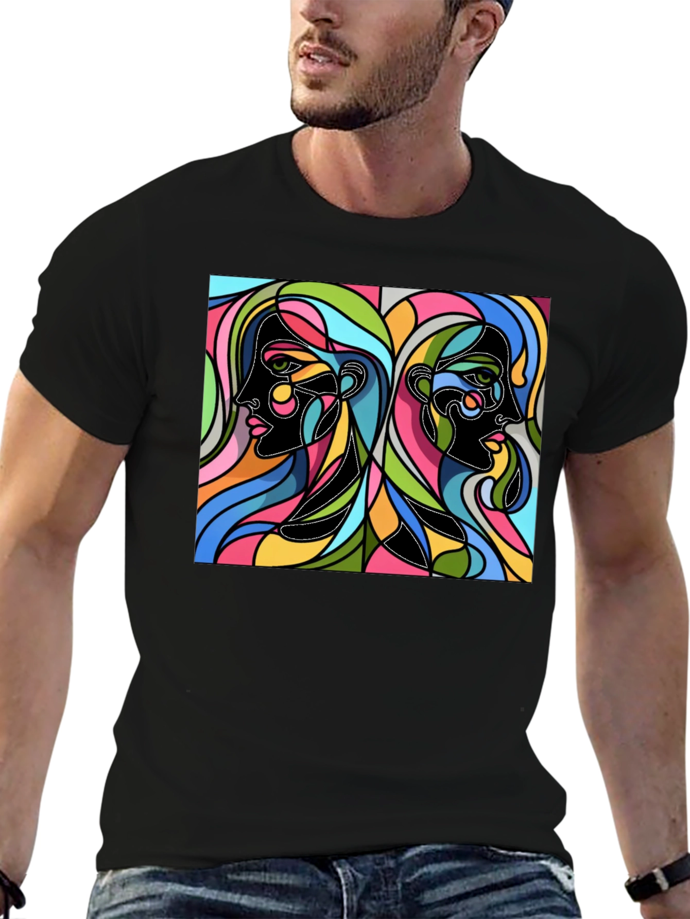 Abstract Faces Graphic Tee