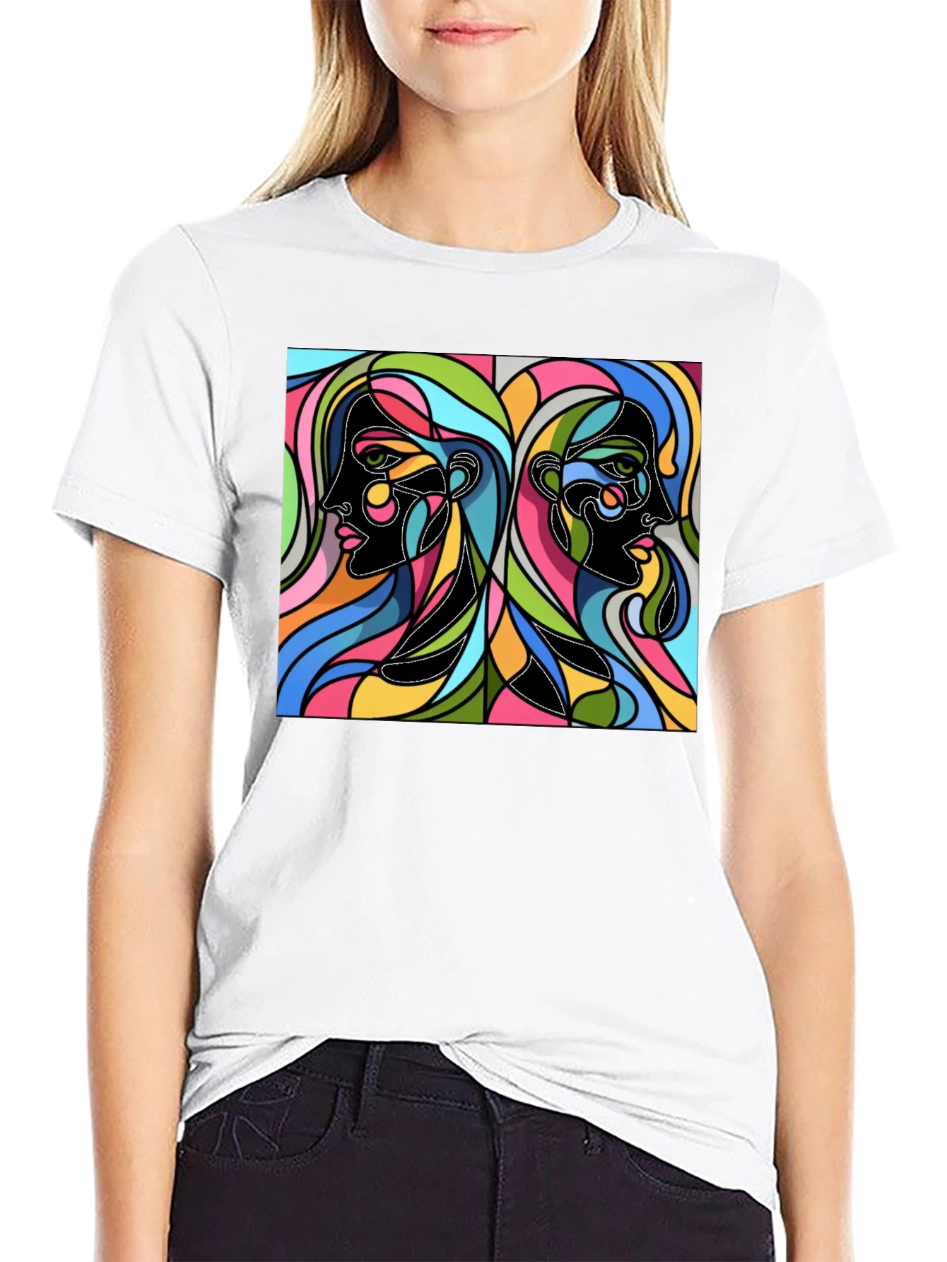 Abstract Faces Graphic Tee