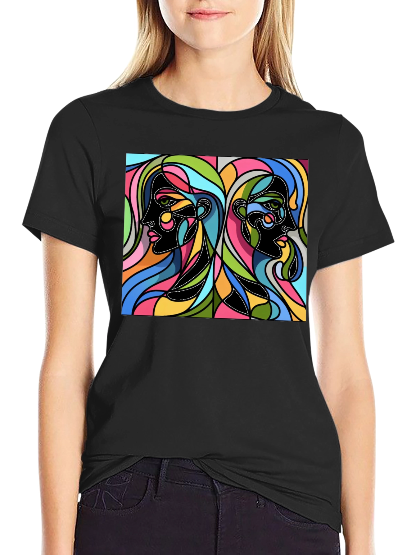 Abstract Faces Graphic Tee
