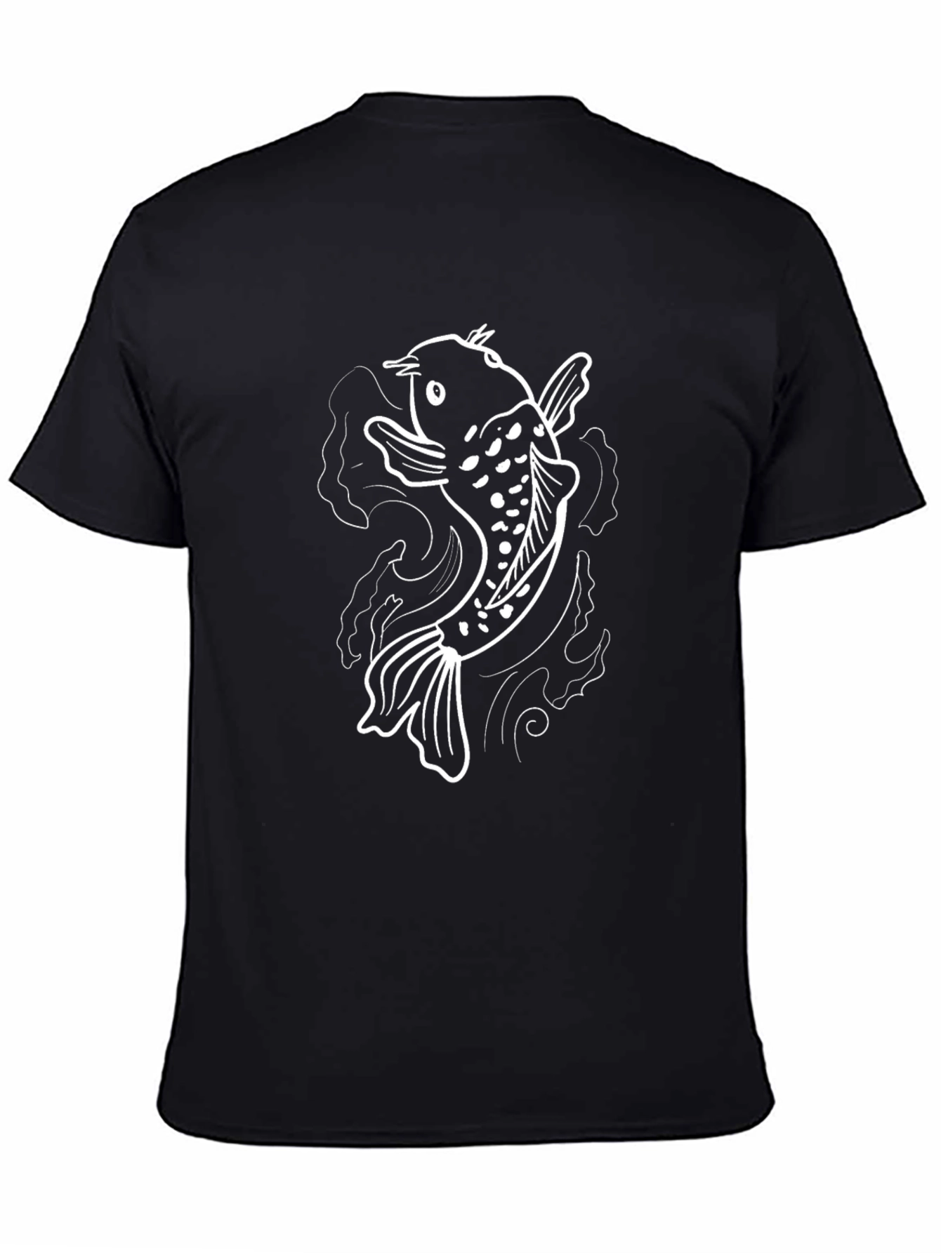 Koi Fish Graphic Tee - Black Cotton T-Shirt