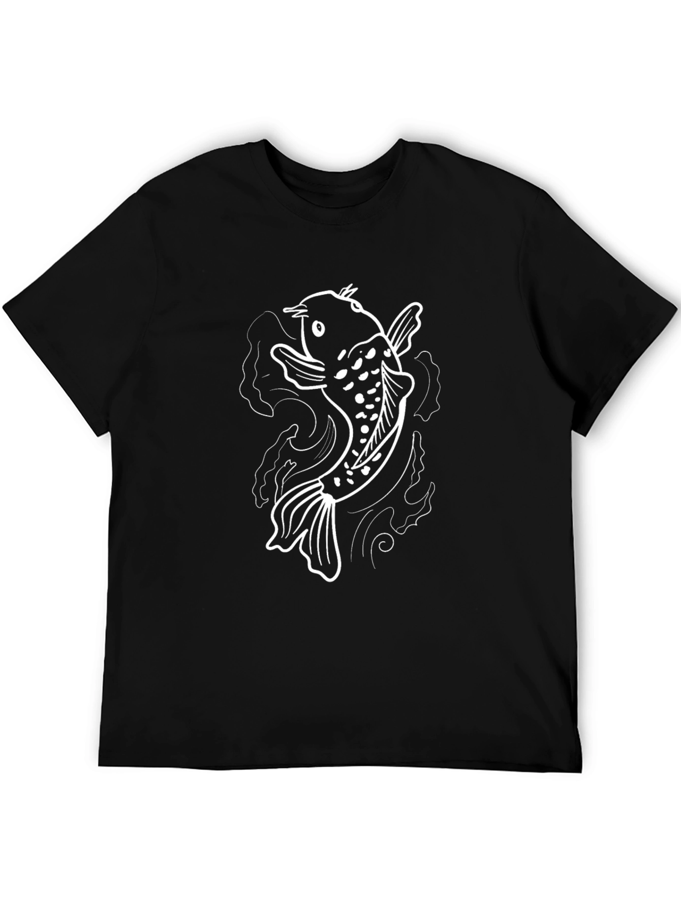 Koi Fish Graphic Tee - Black Cotton T-Shirt