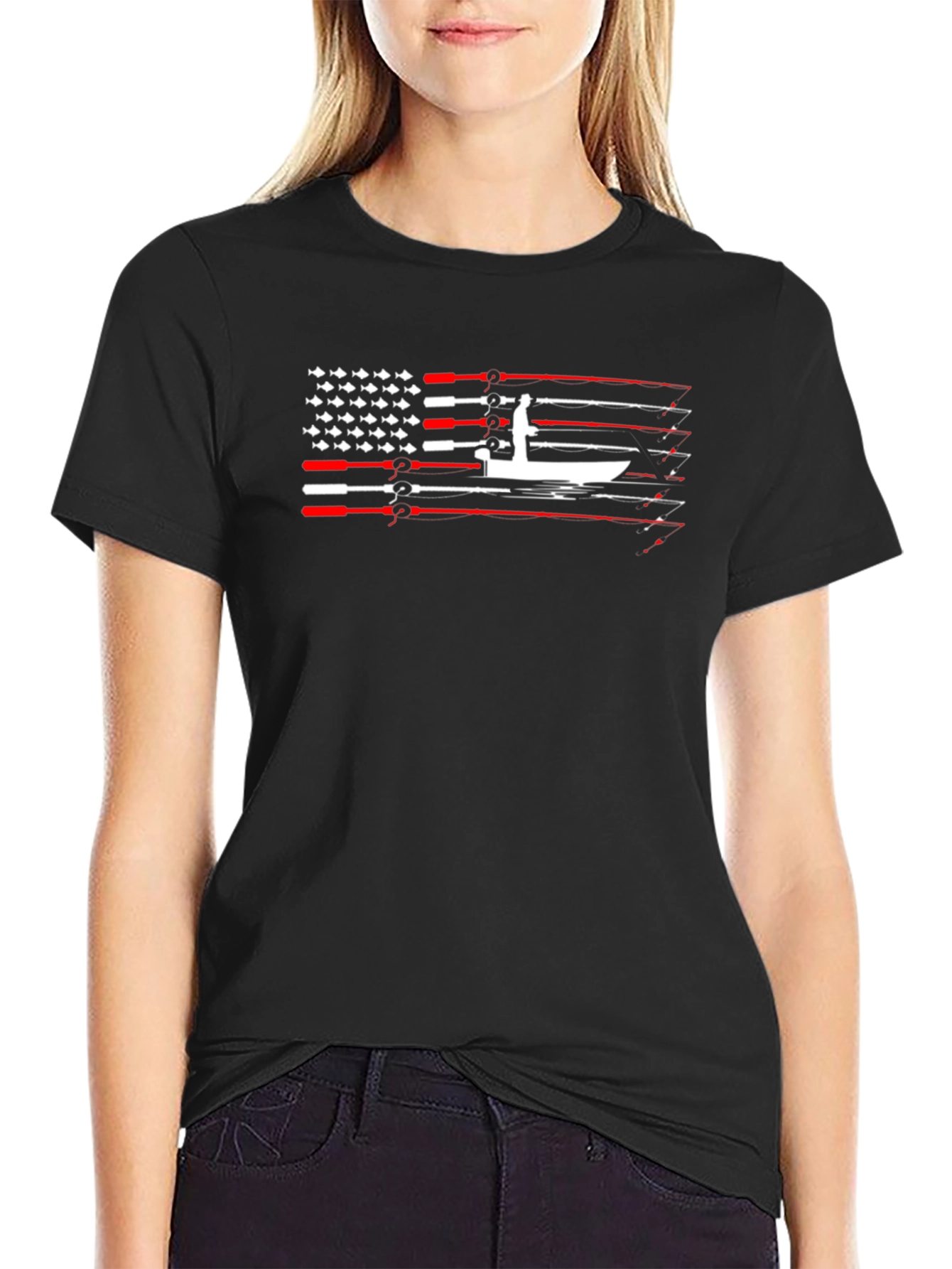 Fishing American Flag T-Shirt