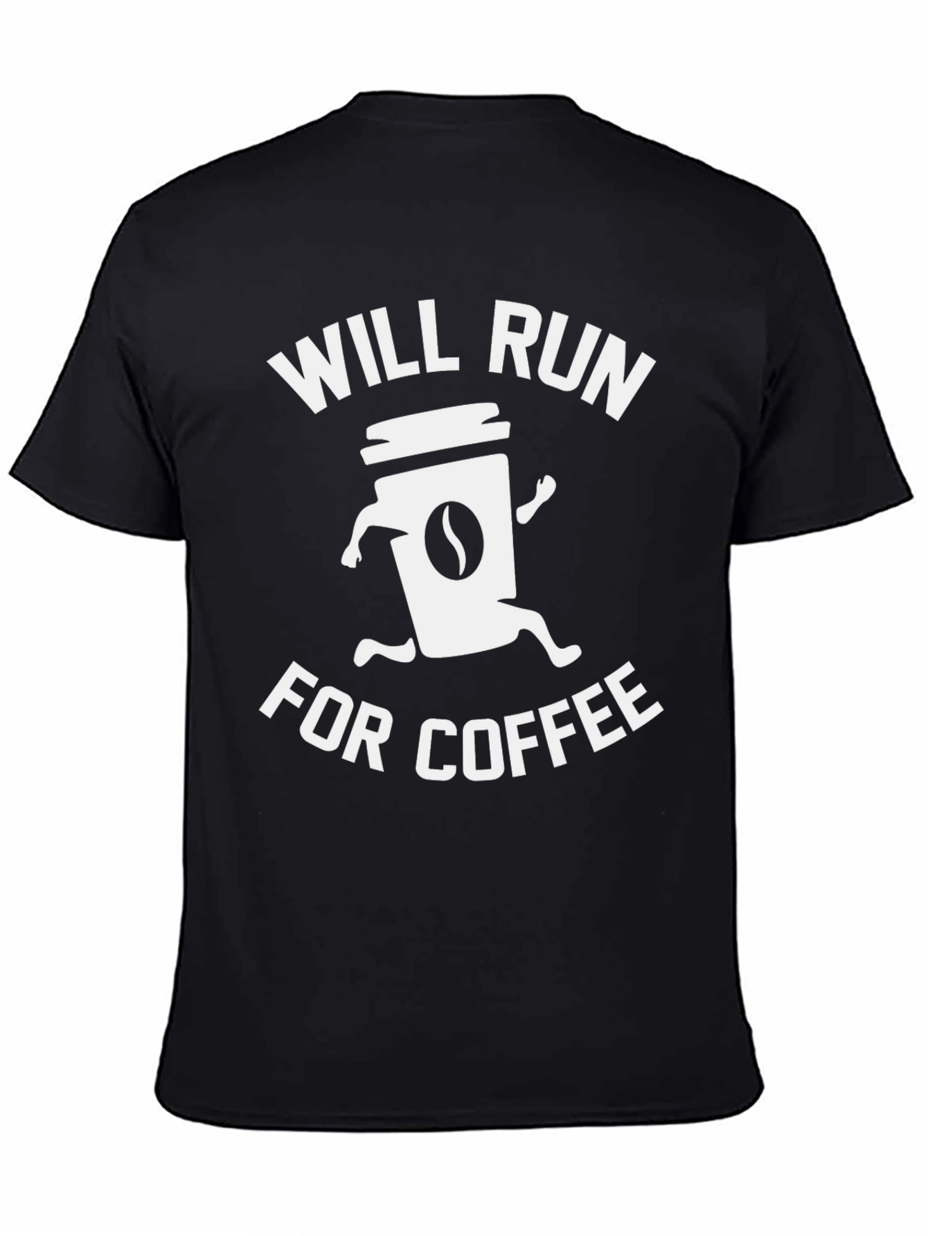 Will Run For Coffee Black Graphic Tee