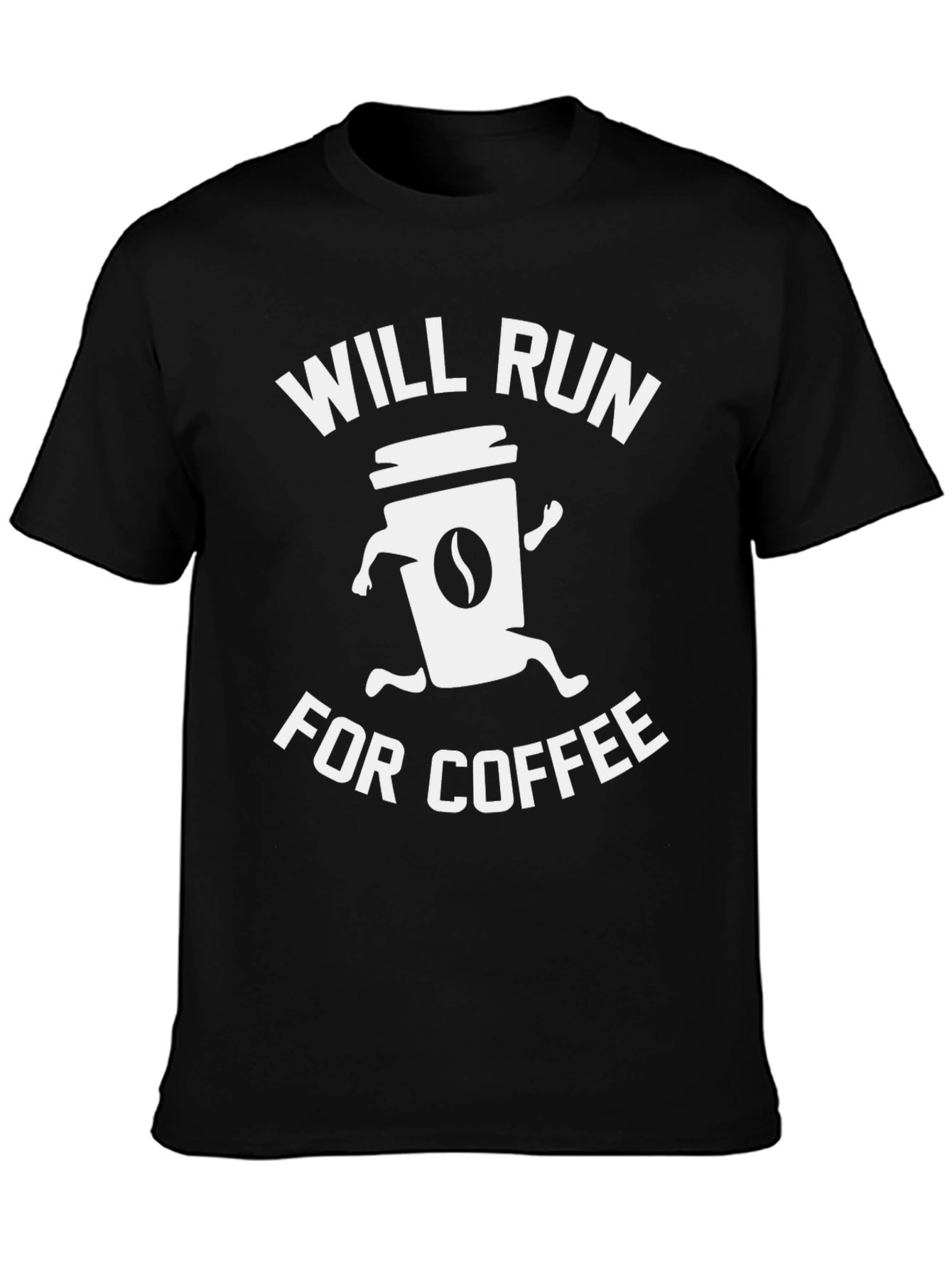 Will Run For Coffee Black Graphic Tee