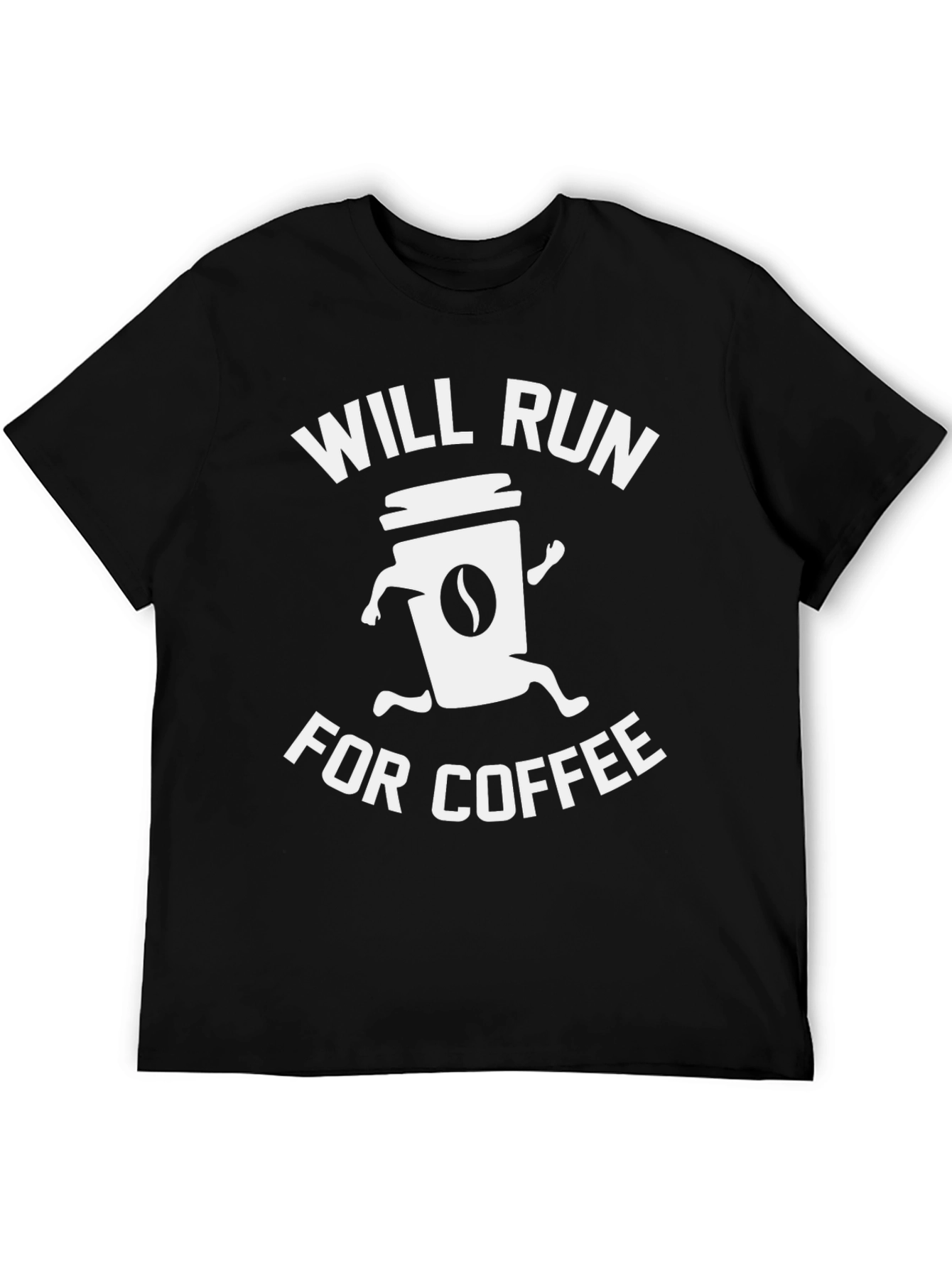 Will Run For Coffee Black Graphic Tee