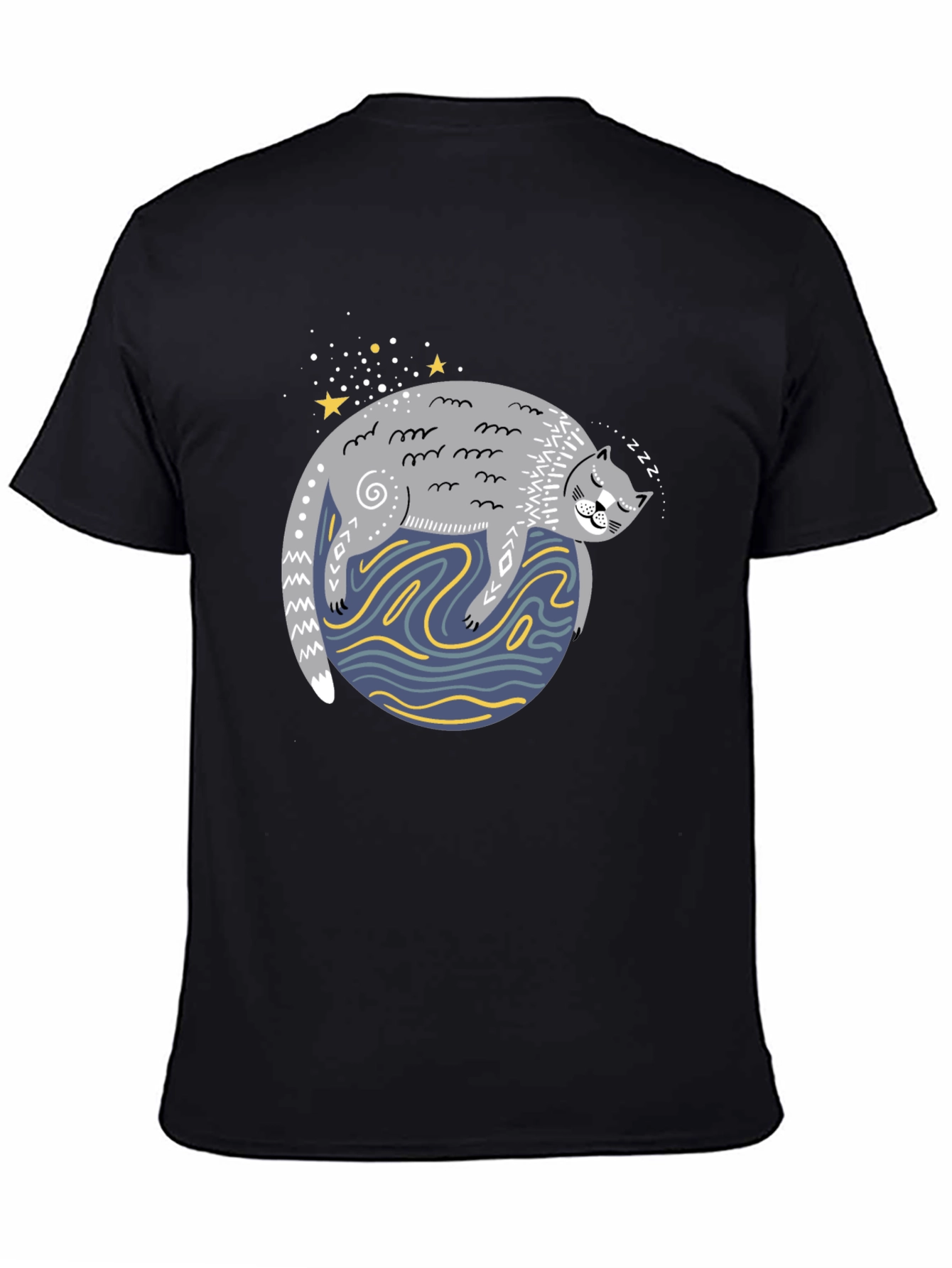 Sleepy Cat Graphic Tee - Comfy Unisex Black T-Shirt