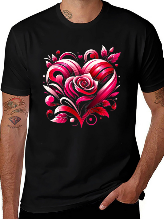 Heart Rose Graphic Tee - Valentines Day Shirt