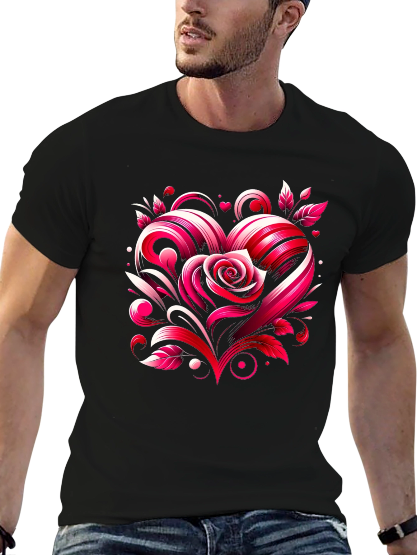 Heart Rose Graphic Tee - Valentines Day Shirt
