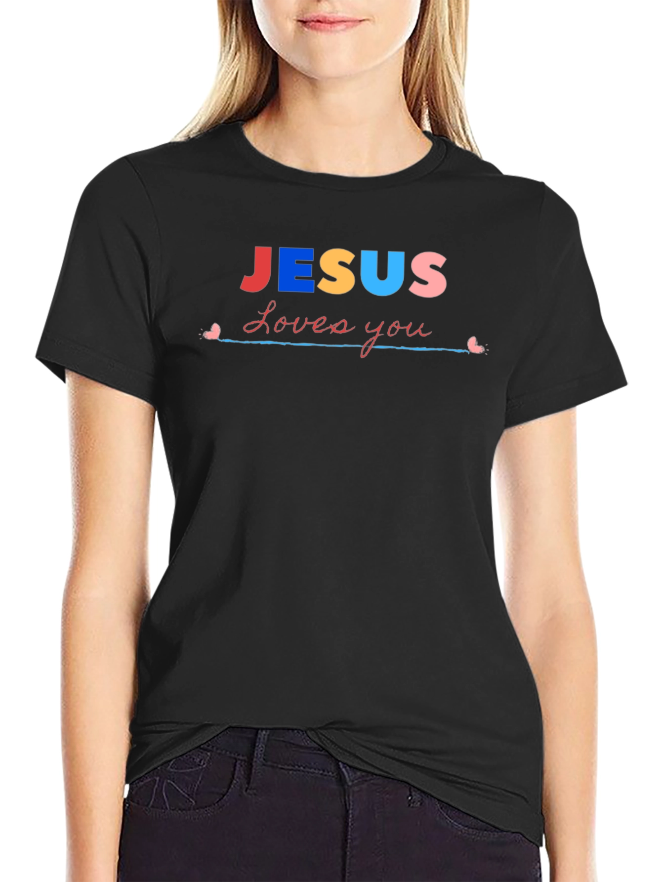 Jesus Loves You Graphic T-Shirt - Black