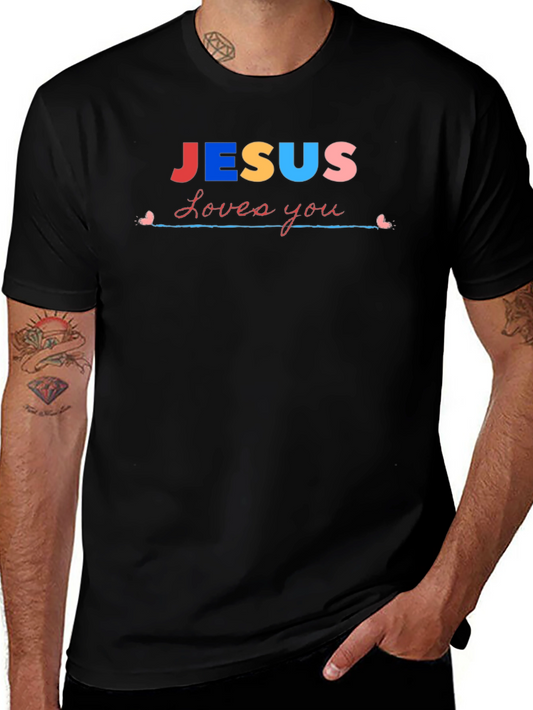 Jesus Loves You Graphic T-Shirt - Black