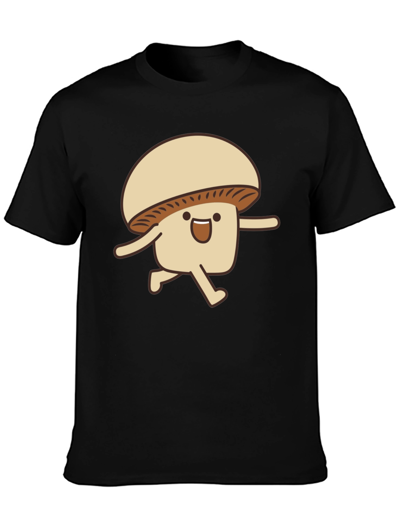Funny Mushroom Run T-Shirt - Black