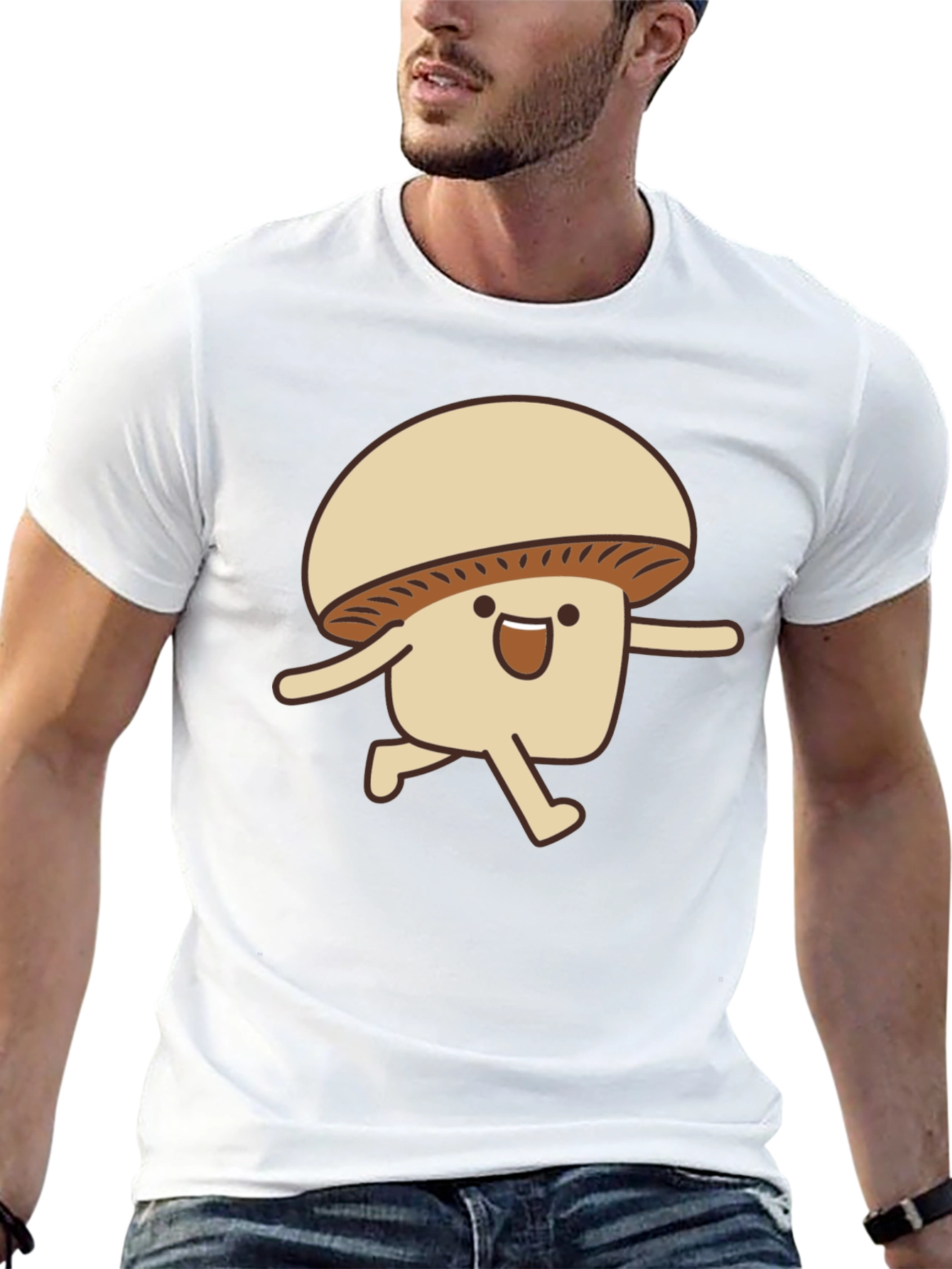 Funny Mushroom Run T-Shirt - Black