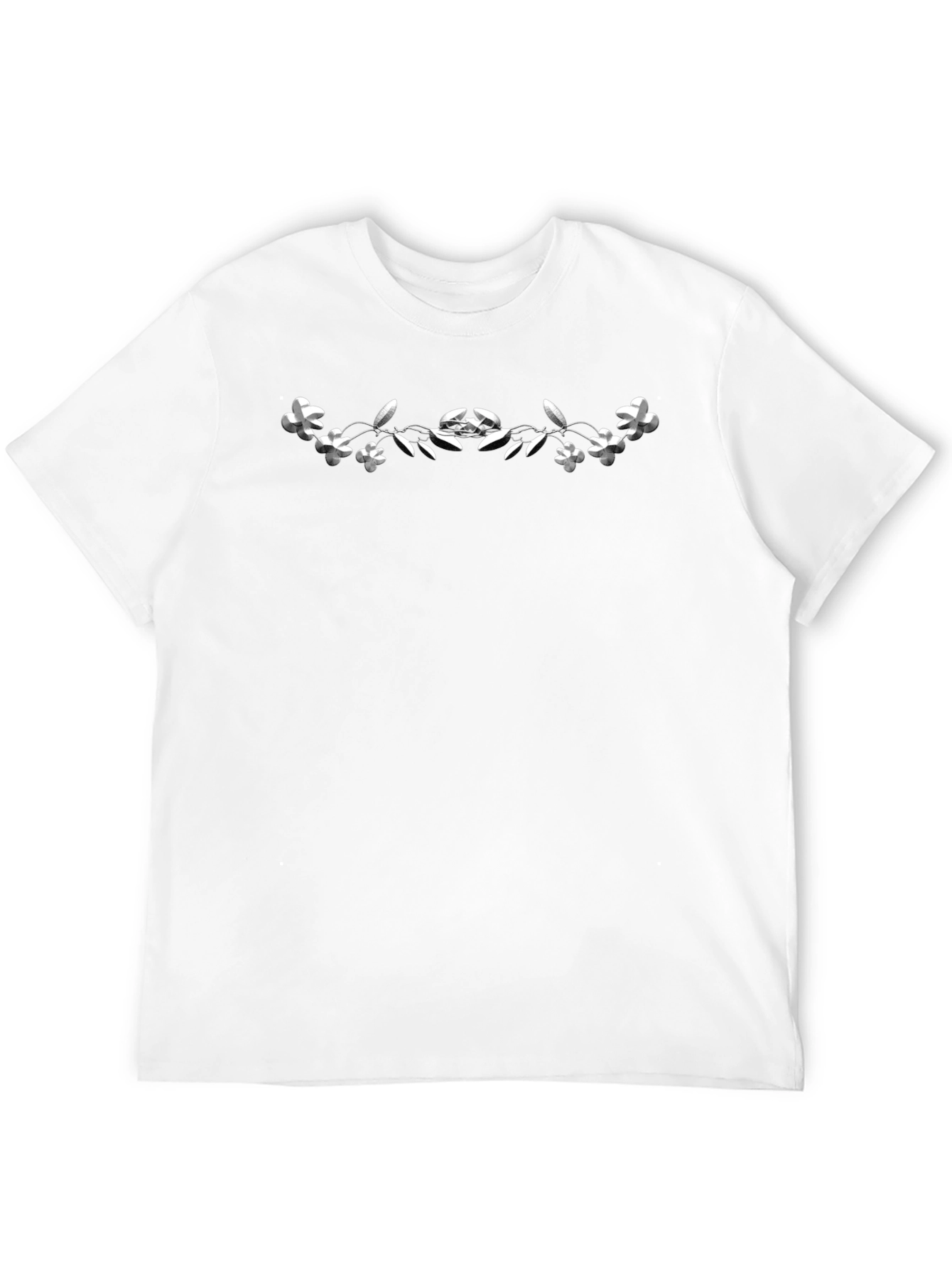 Mens Black Graphic Tee: Floral Vine