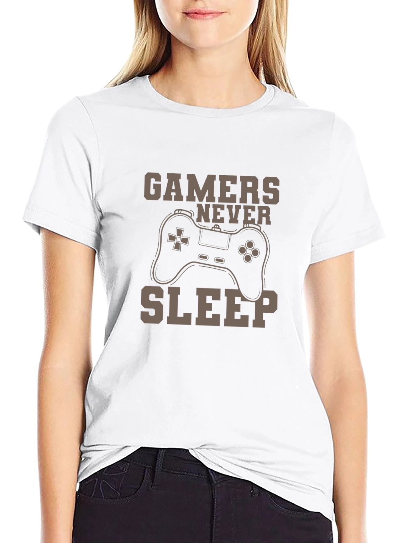 Gamers Never Sleep T-Shirt - Black Cotton Graphic Tee