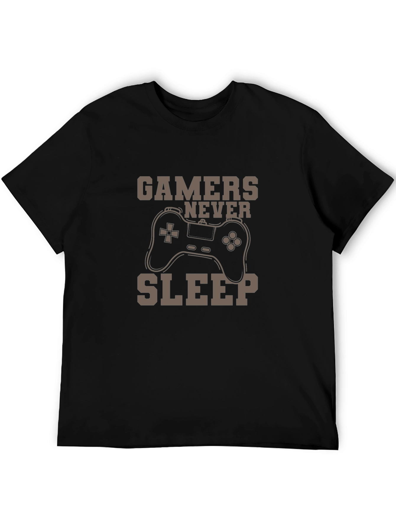 Gamers Never Sleep T-Shirt - Black Cotton Graphic Tee
