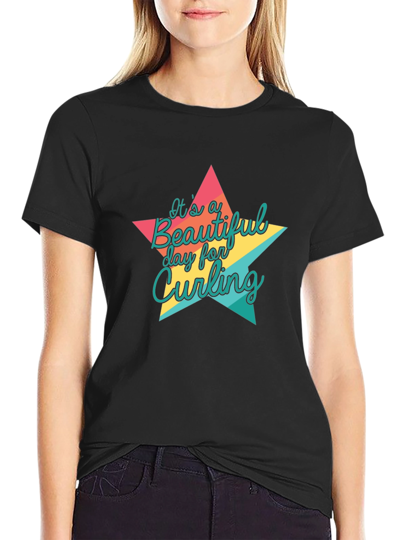 Curling Day Star Graphic Tee