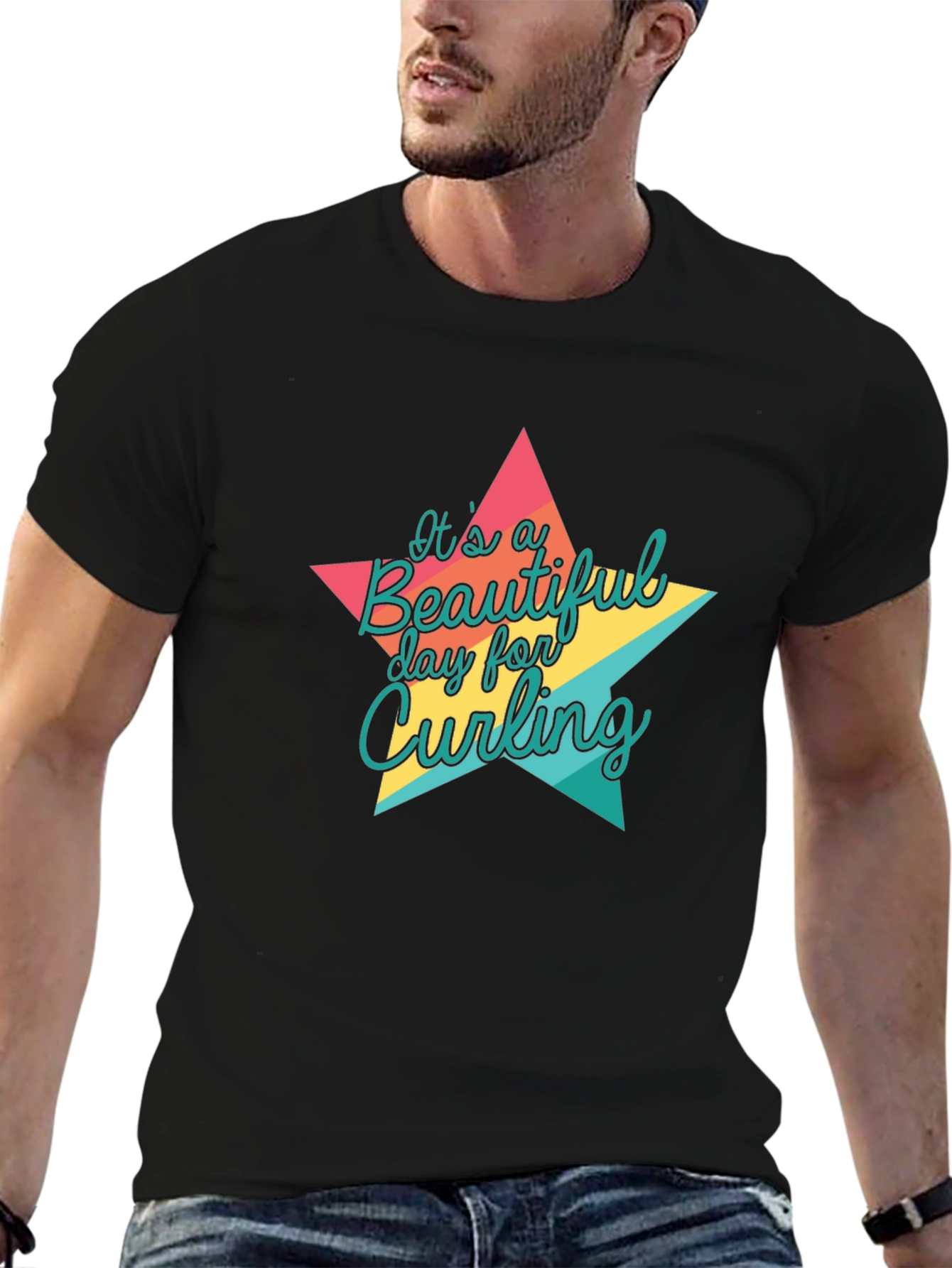 Curling Day Star Graphic Tee