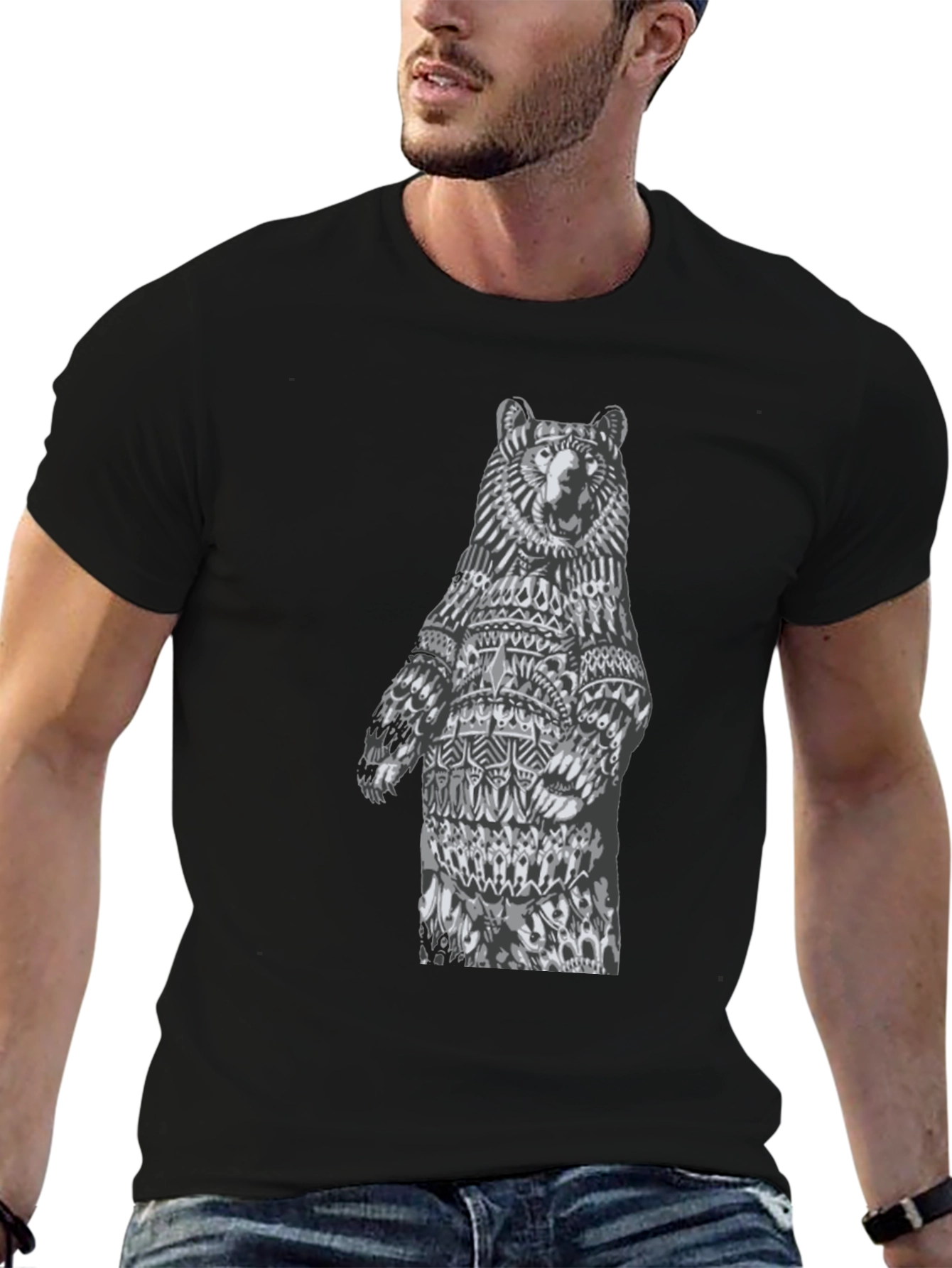 Bear Graphic Tee - Unique Black T-Shirt