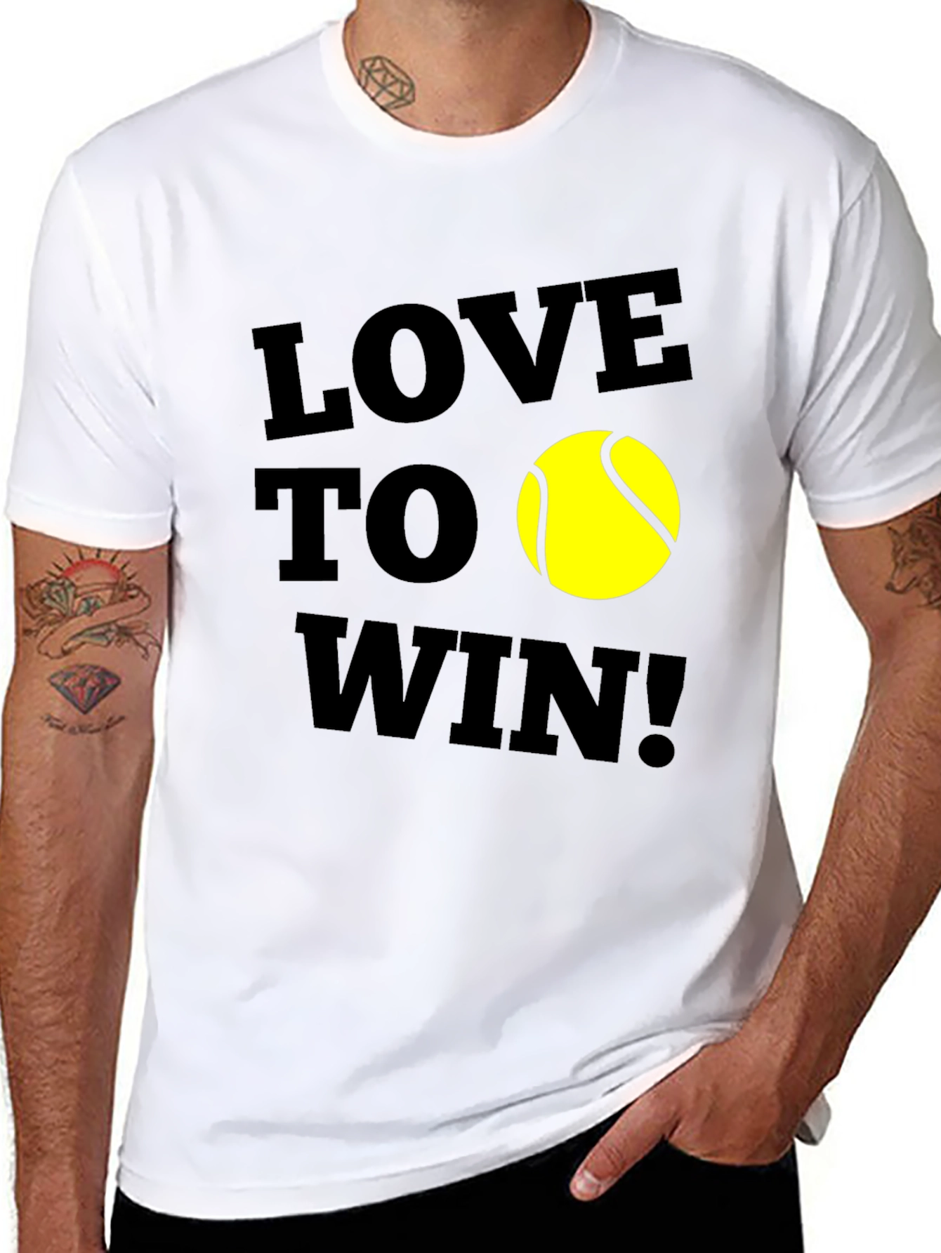 Love To Win! Tennis Graphic Tee - Black