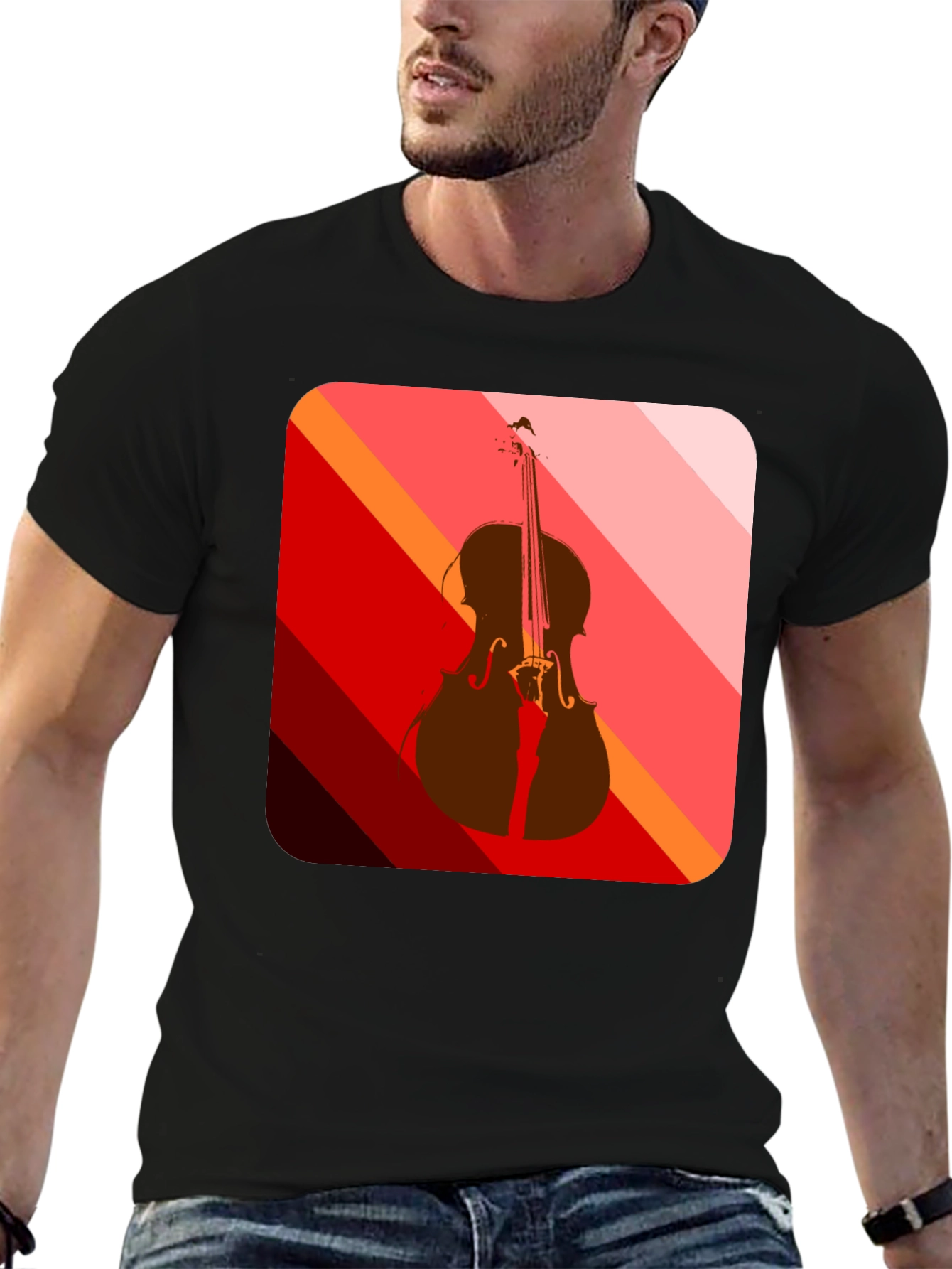 Abstract Cello Graphic Tee - Black