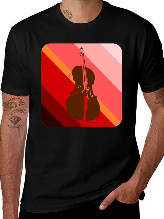 Abstract Cello Graphic Tee - Black