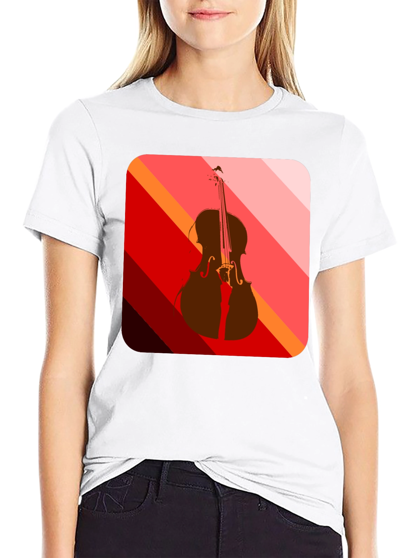 Abstract Cello Graphic Tee - Black