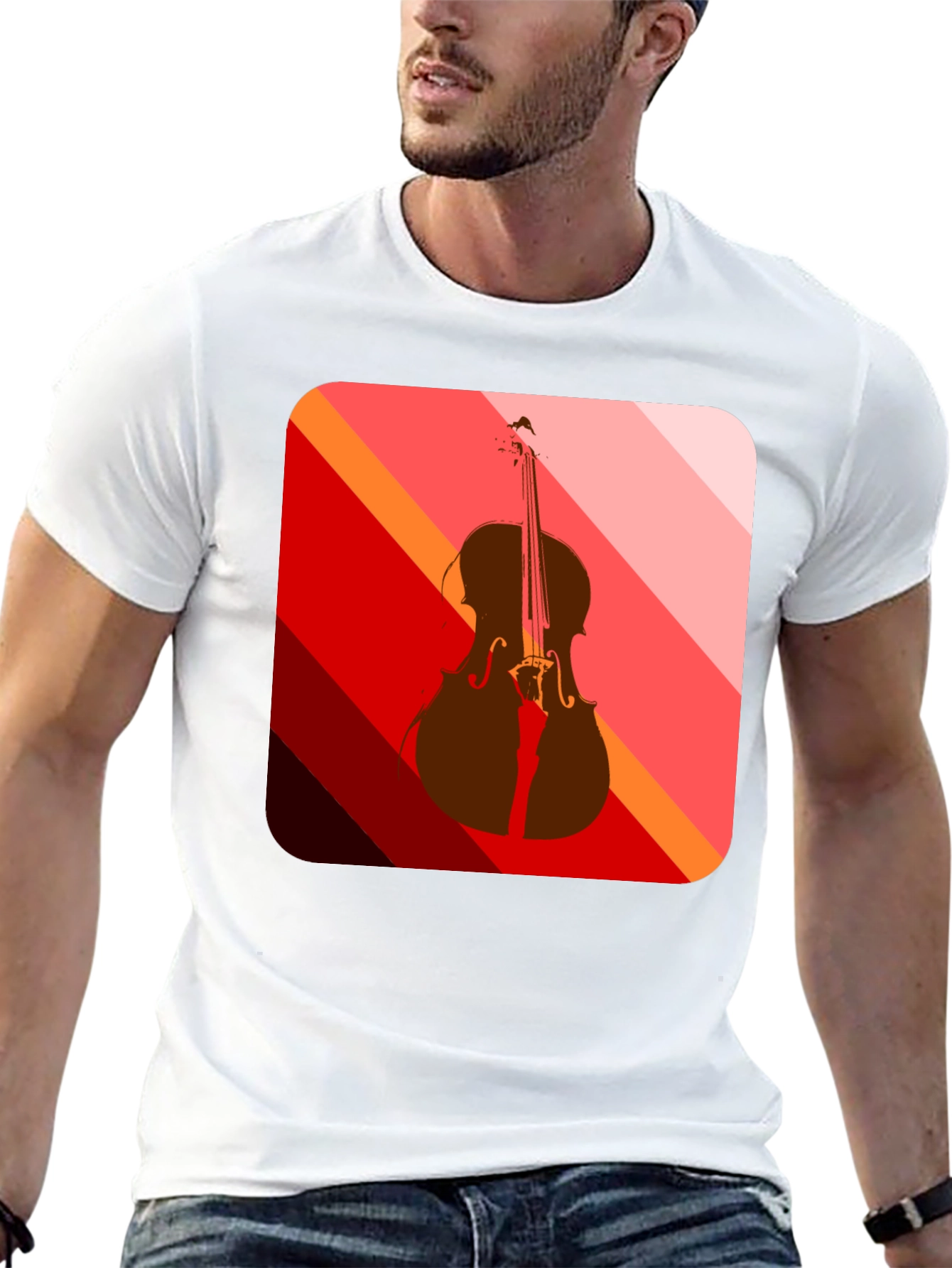 Abstract Cello Graphic Tee - Black