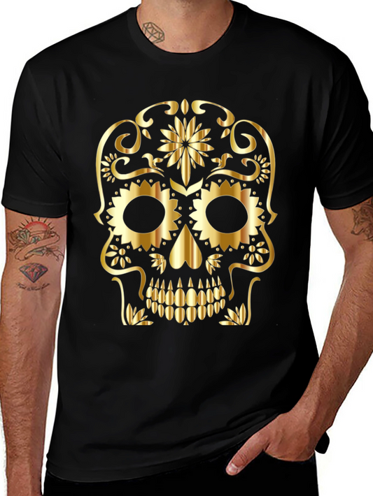 Gold Skull Graphic Black T-Shirt
