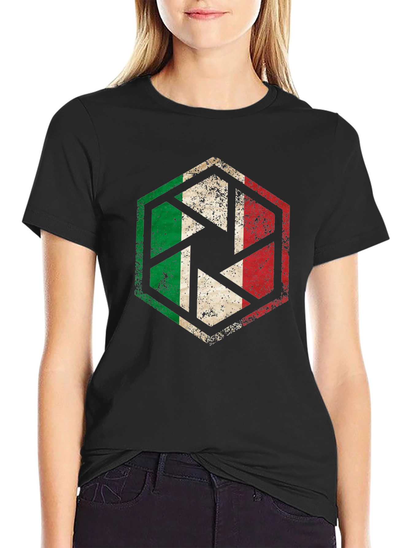 Italy Flag Camera Aperture Graphic T-Shirt