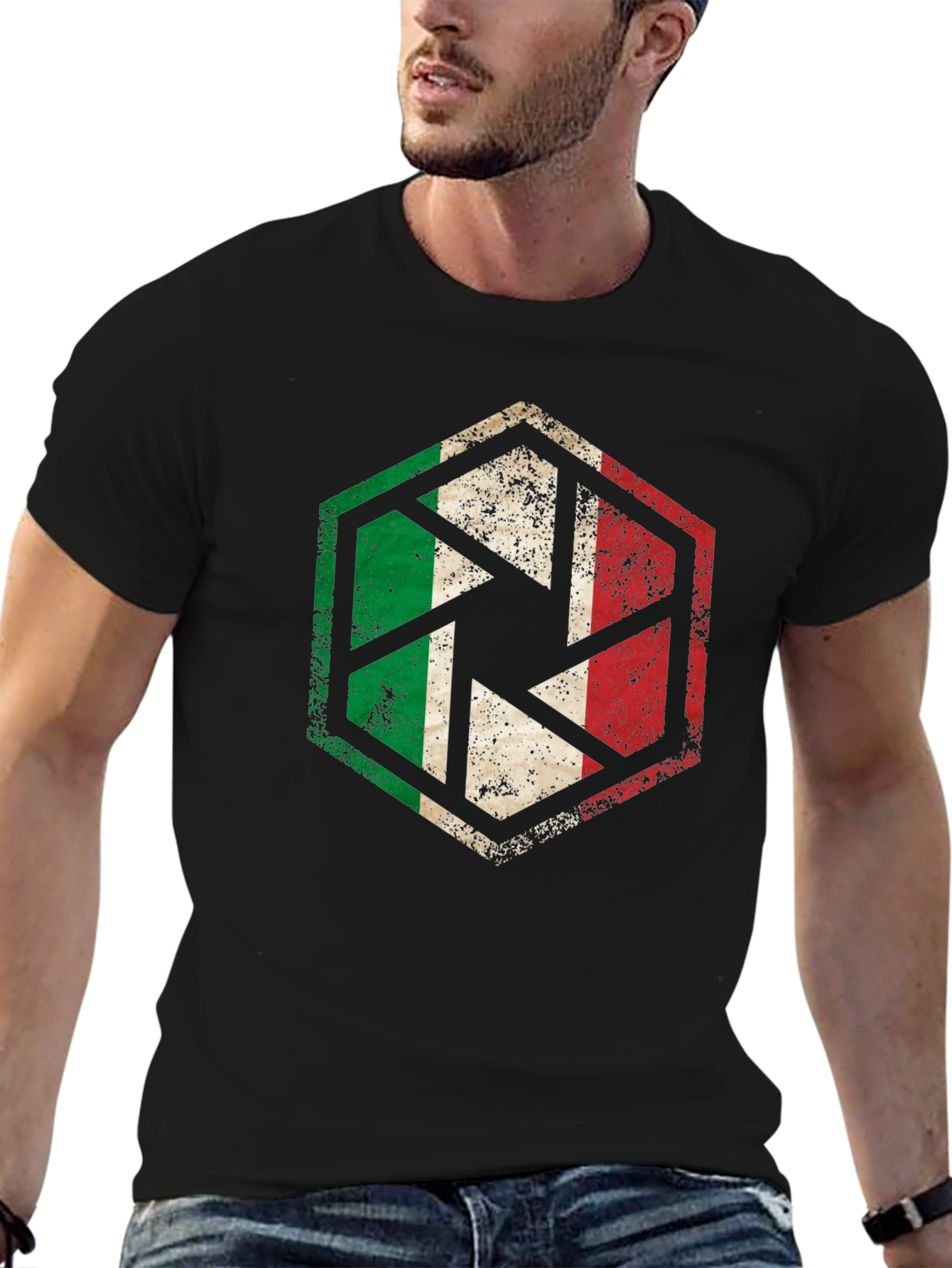 Italy Flag Camera Aperture Graphic T-Shirt