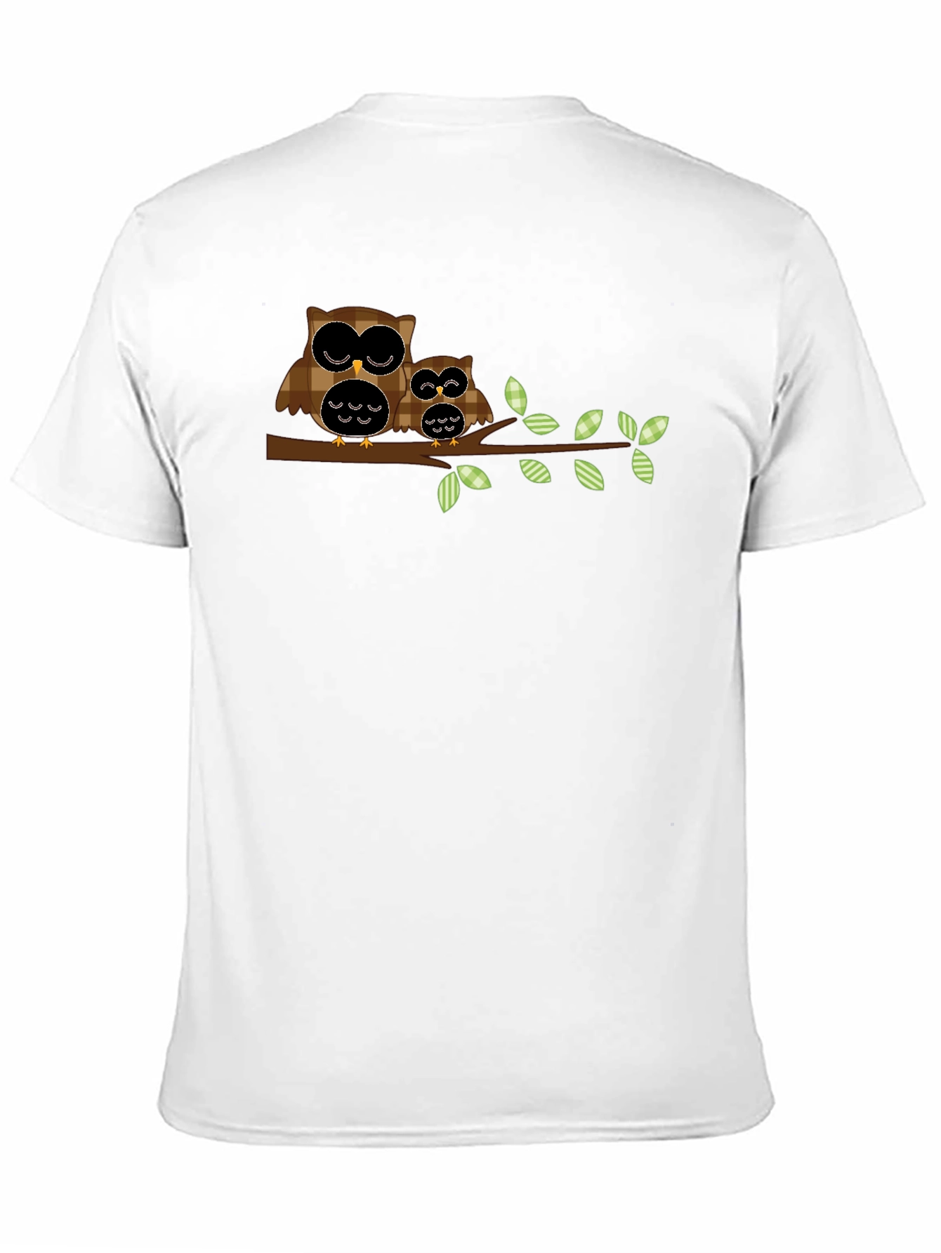 Owl Family Tree Branch Black T-Shirt