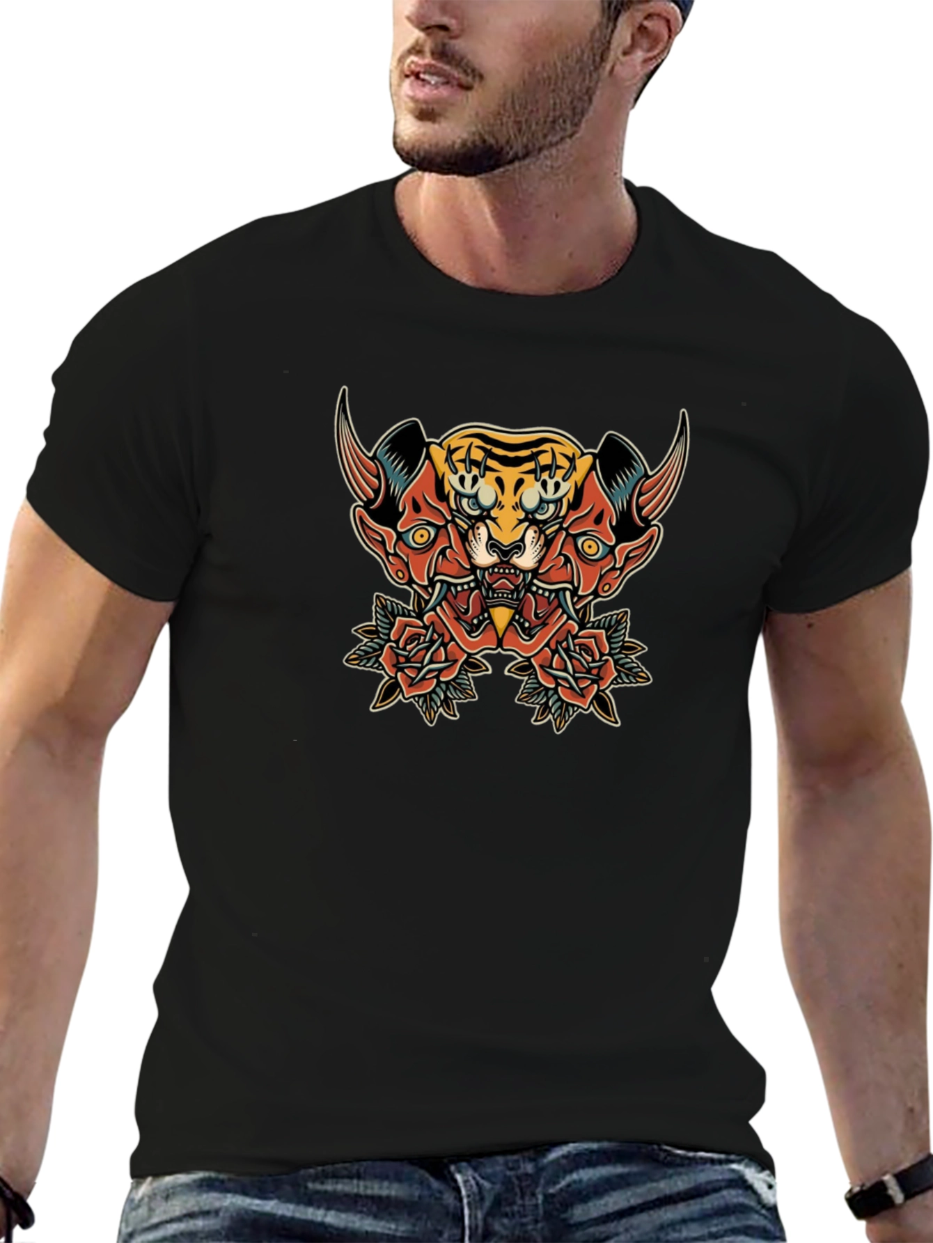 Tiger Oni Graphic Black T-Shirt