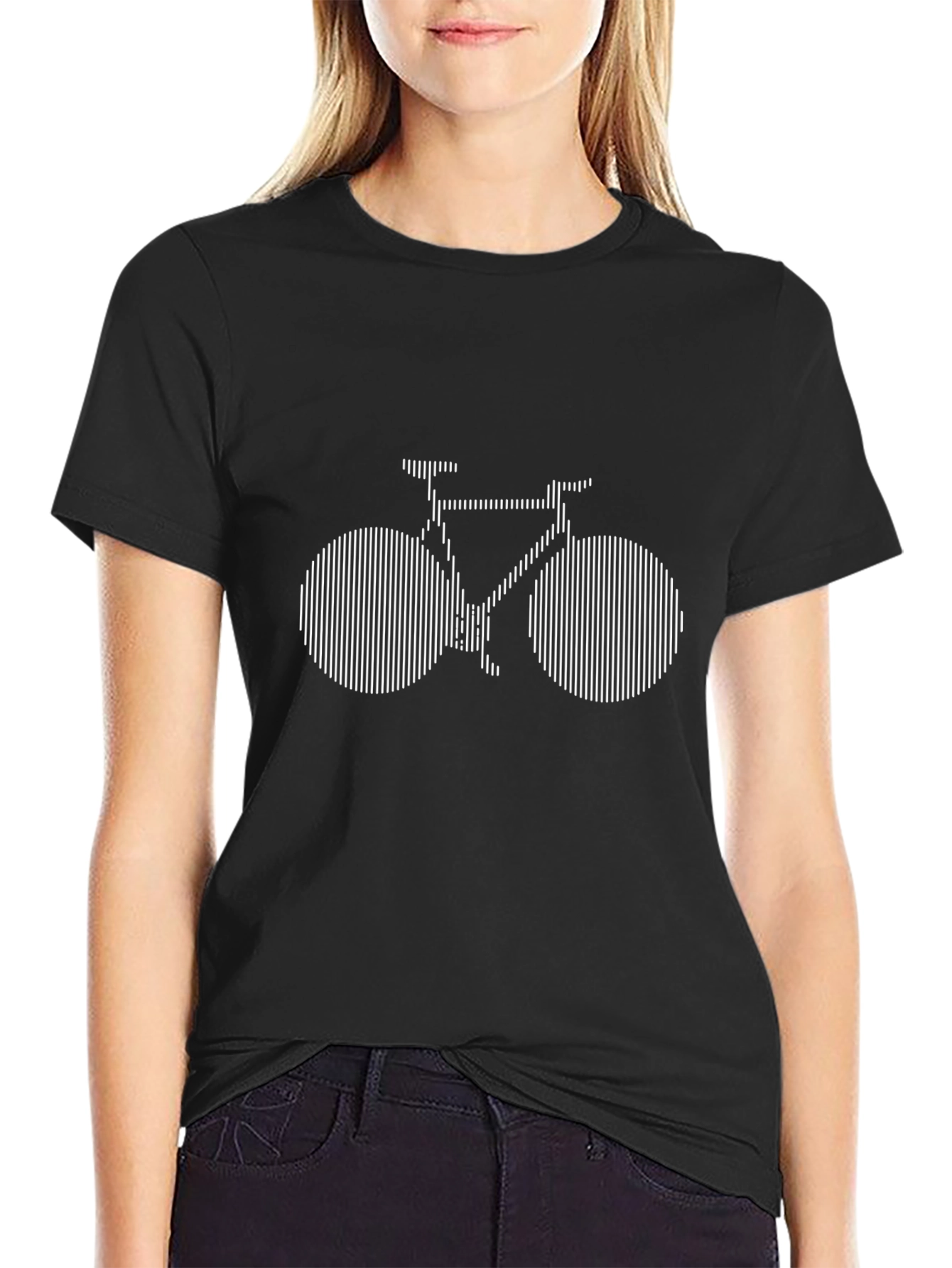 Optical Illusion Bicycle Graphic Tee - Black