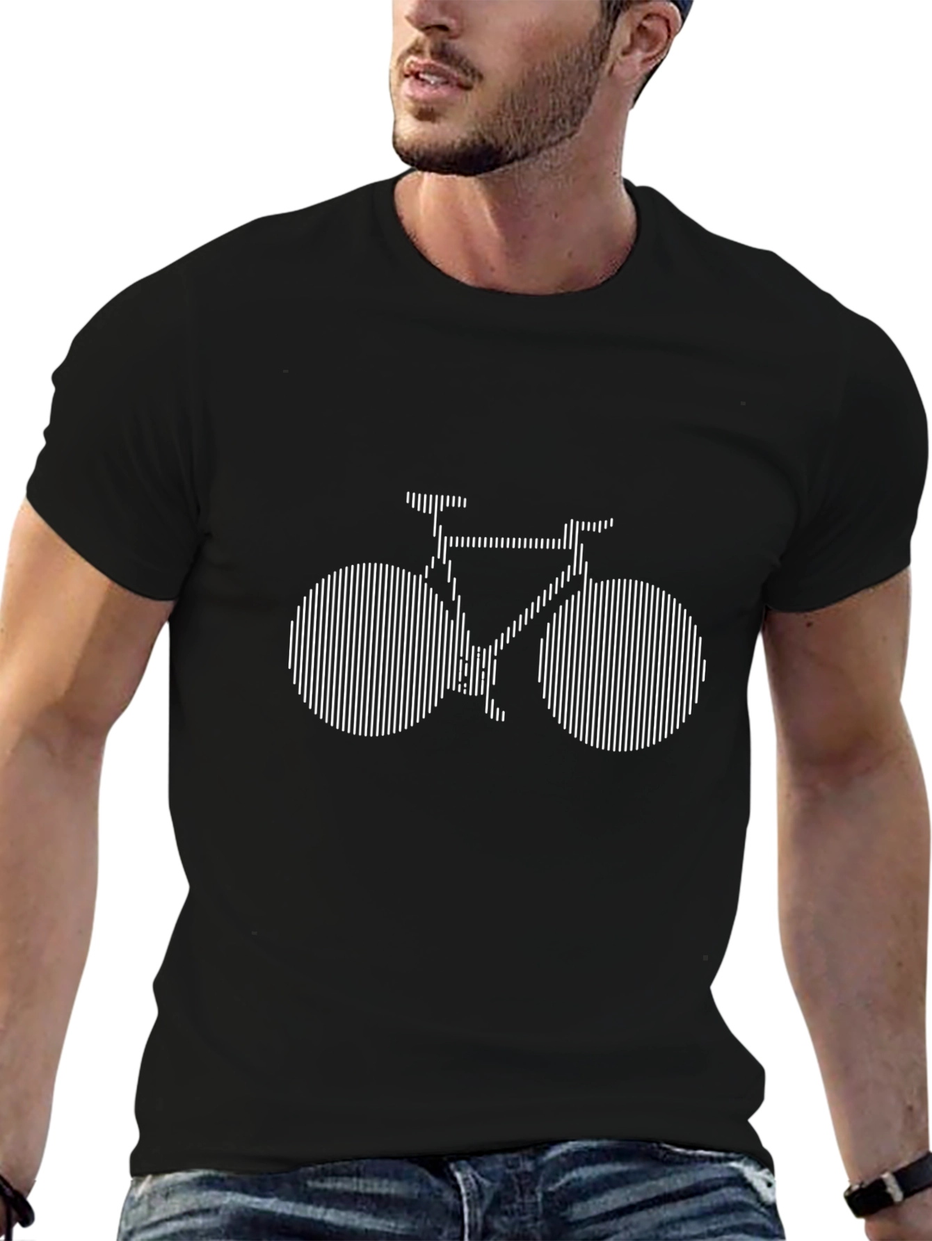 Optical Illusion Bicycle Graphic Tee - Black