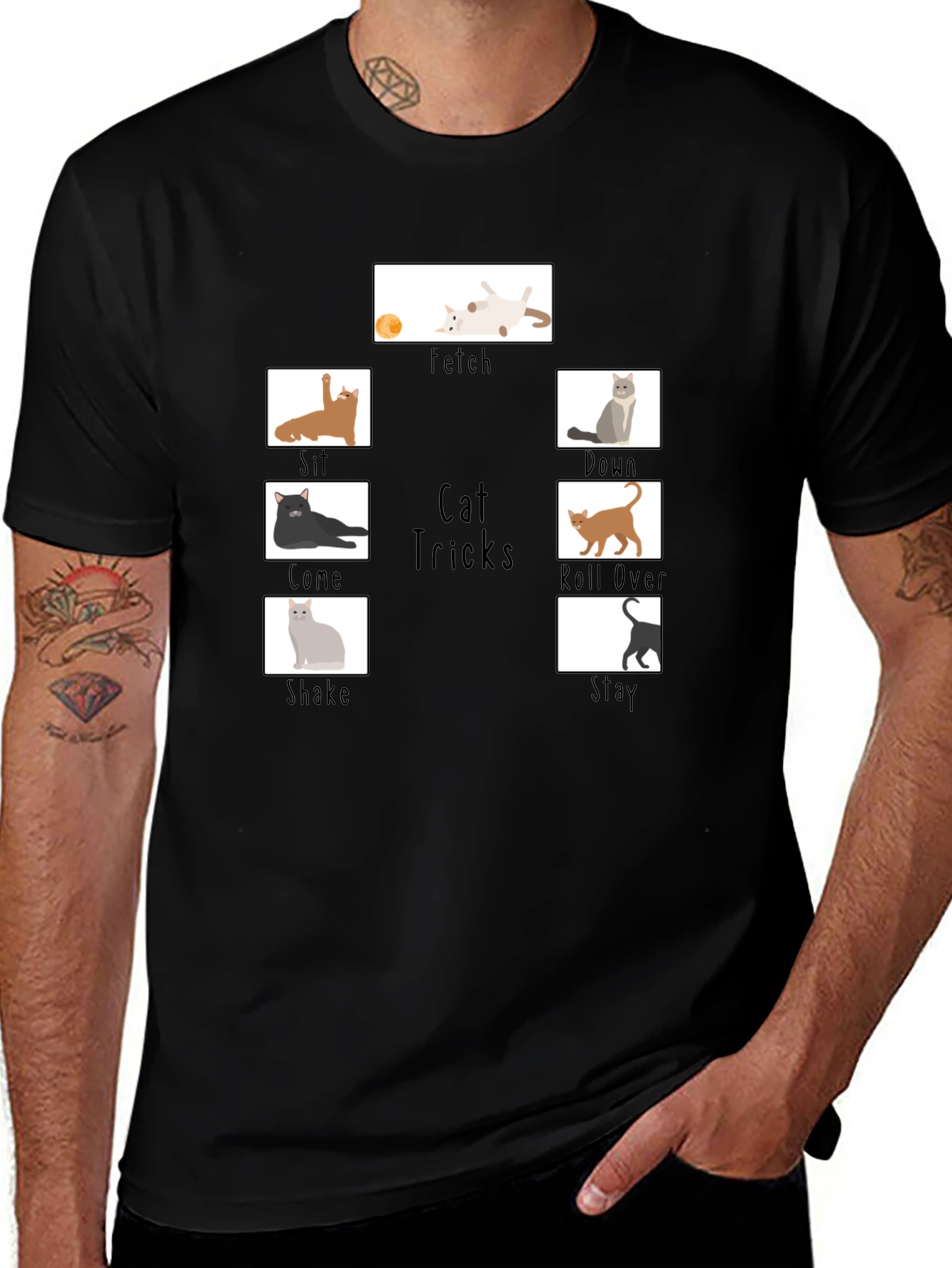 Cat Tricks Black T-Shirt