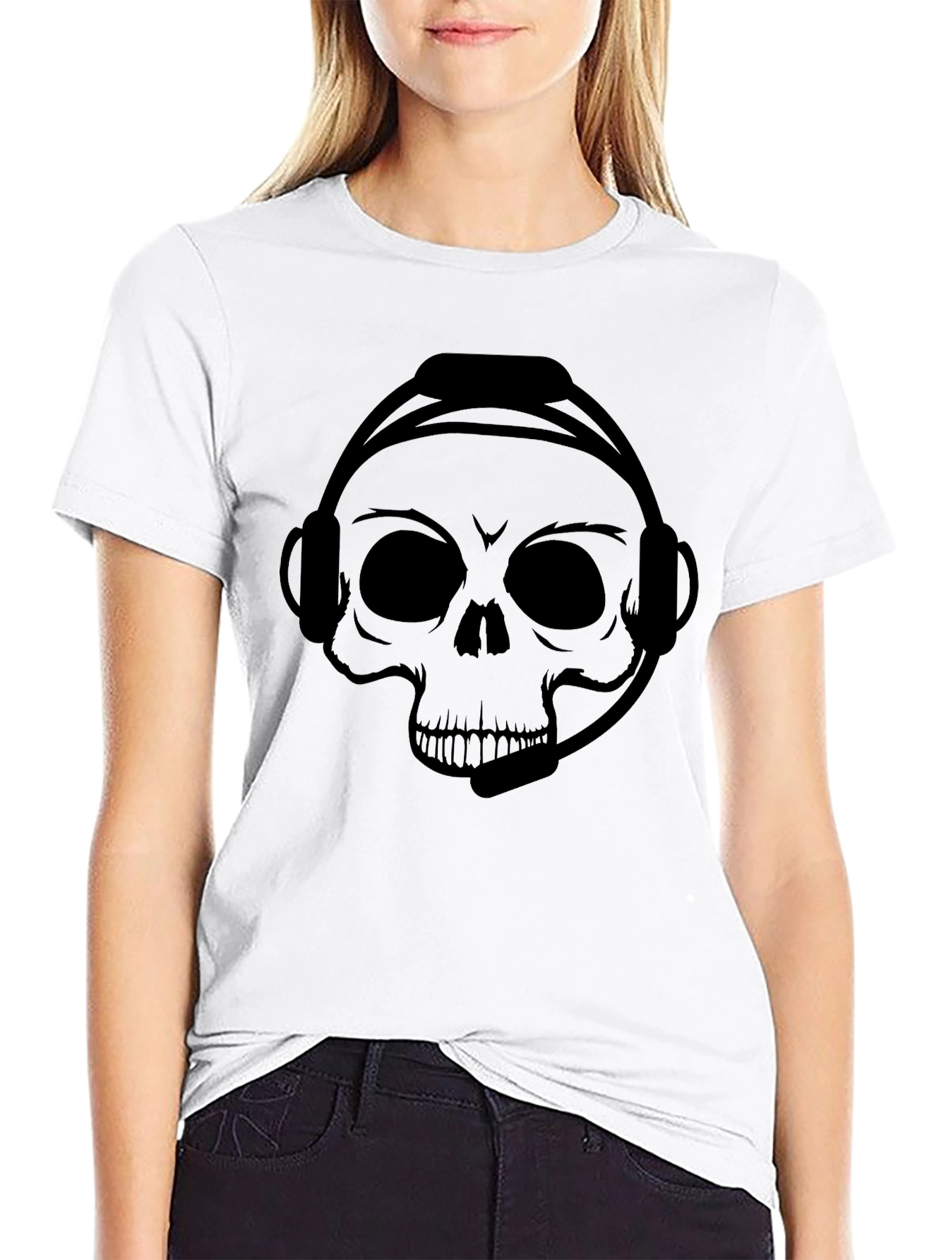 Skull Gaming Headset T-Shirt - Black