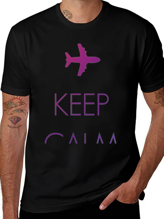 Keep Calm Airplane Graphic Tee - Black