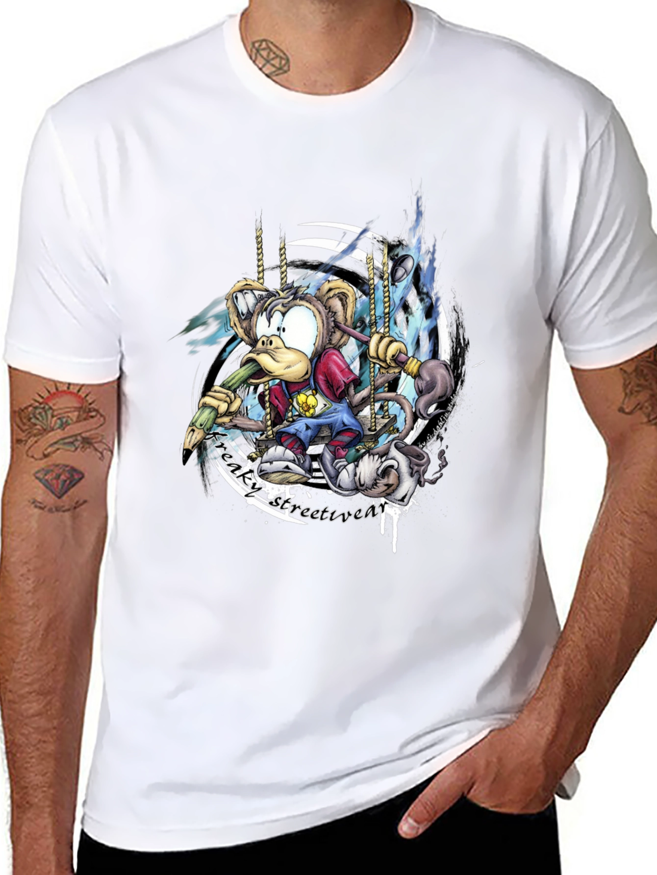 Cartoon Monkey Graphic T-Shirt
