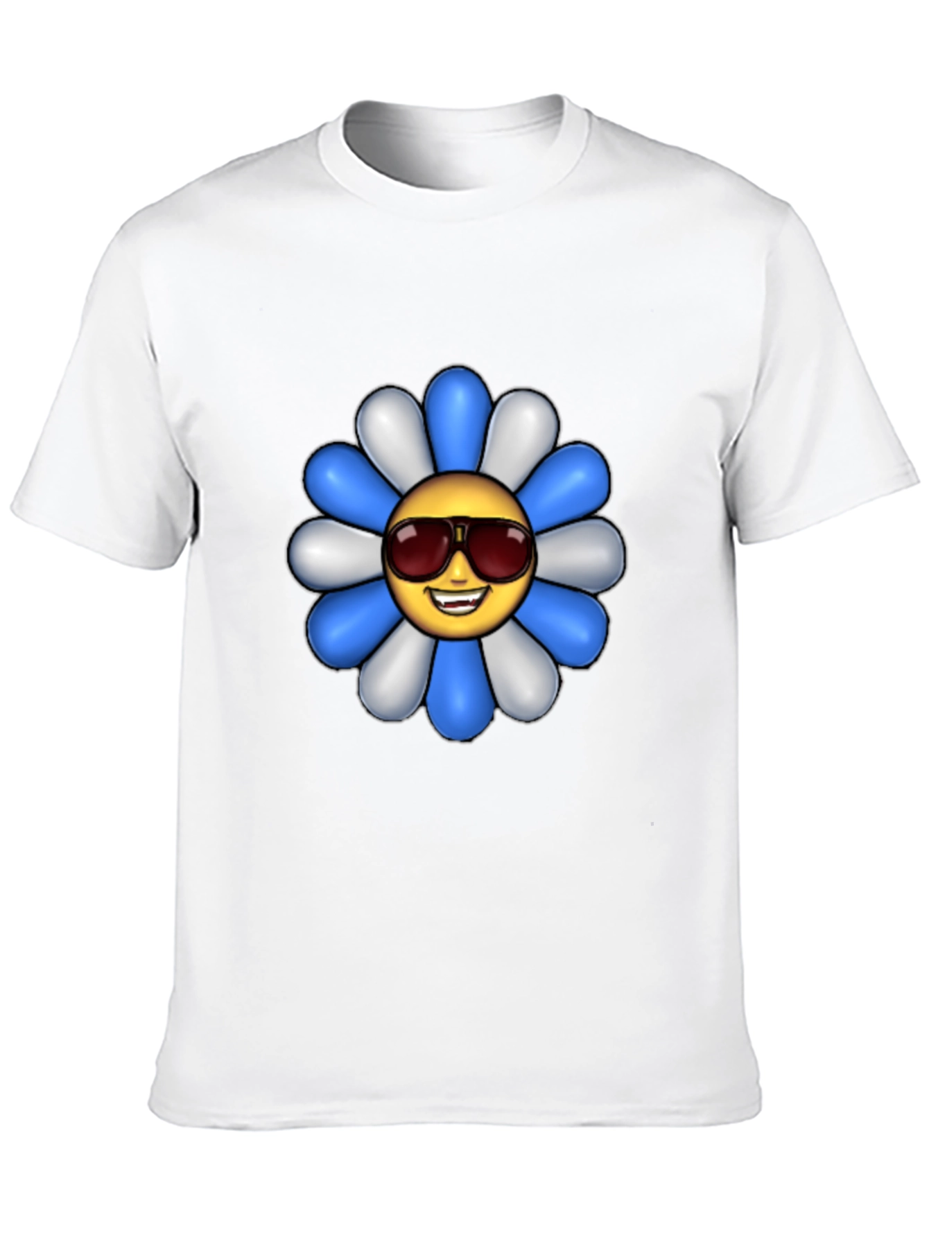 Cool Flower Emoji Graphic Tee - Black Cotton Shirt