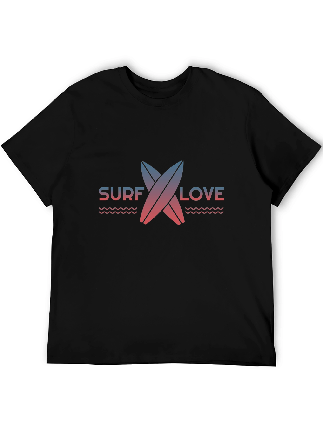 Surf Love Graphic Tee - Casual Black T-Shirt