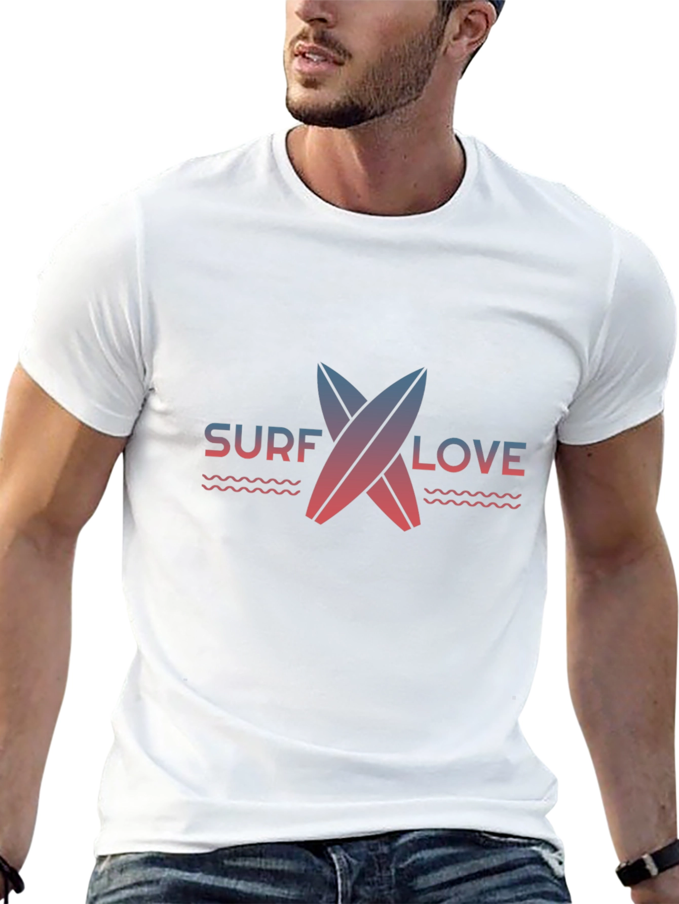 Surf Love Graphic Tee - Casual Black T-Shirt