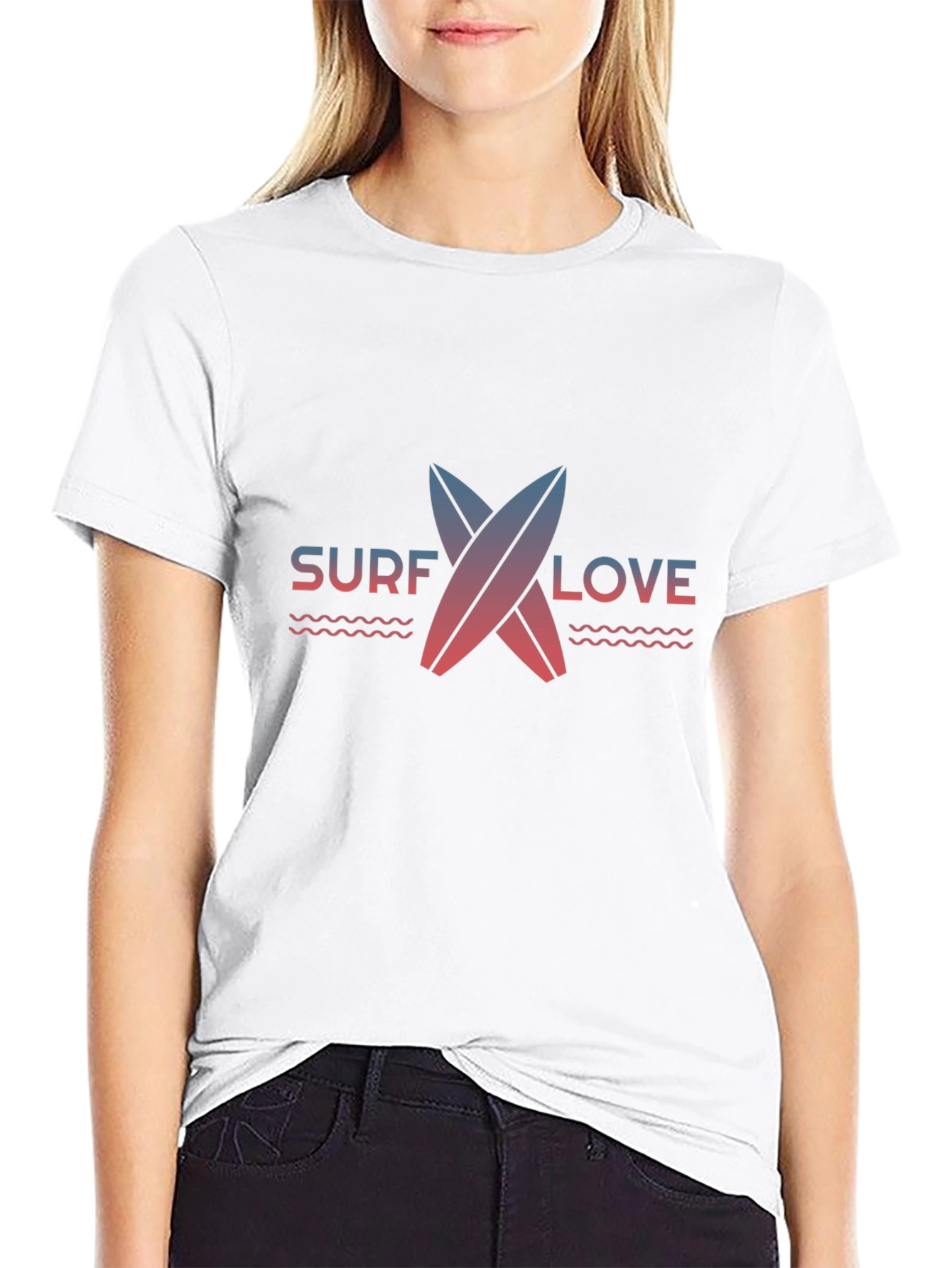 Surf Love Graphic Tee - Casual Black T-Shirt
